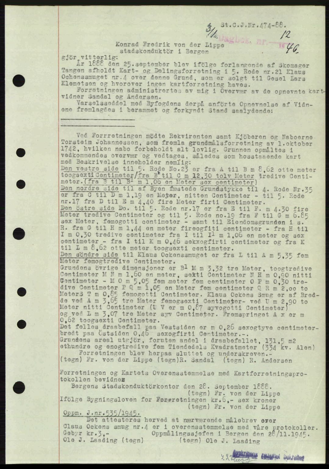 Byfogd og Byskriver i Bergen, AV/SAB-A-3401/03/03Bc/L0022: Mortgage book no. A18, 1946-1946, Diary no: : 12/1946