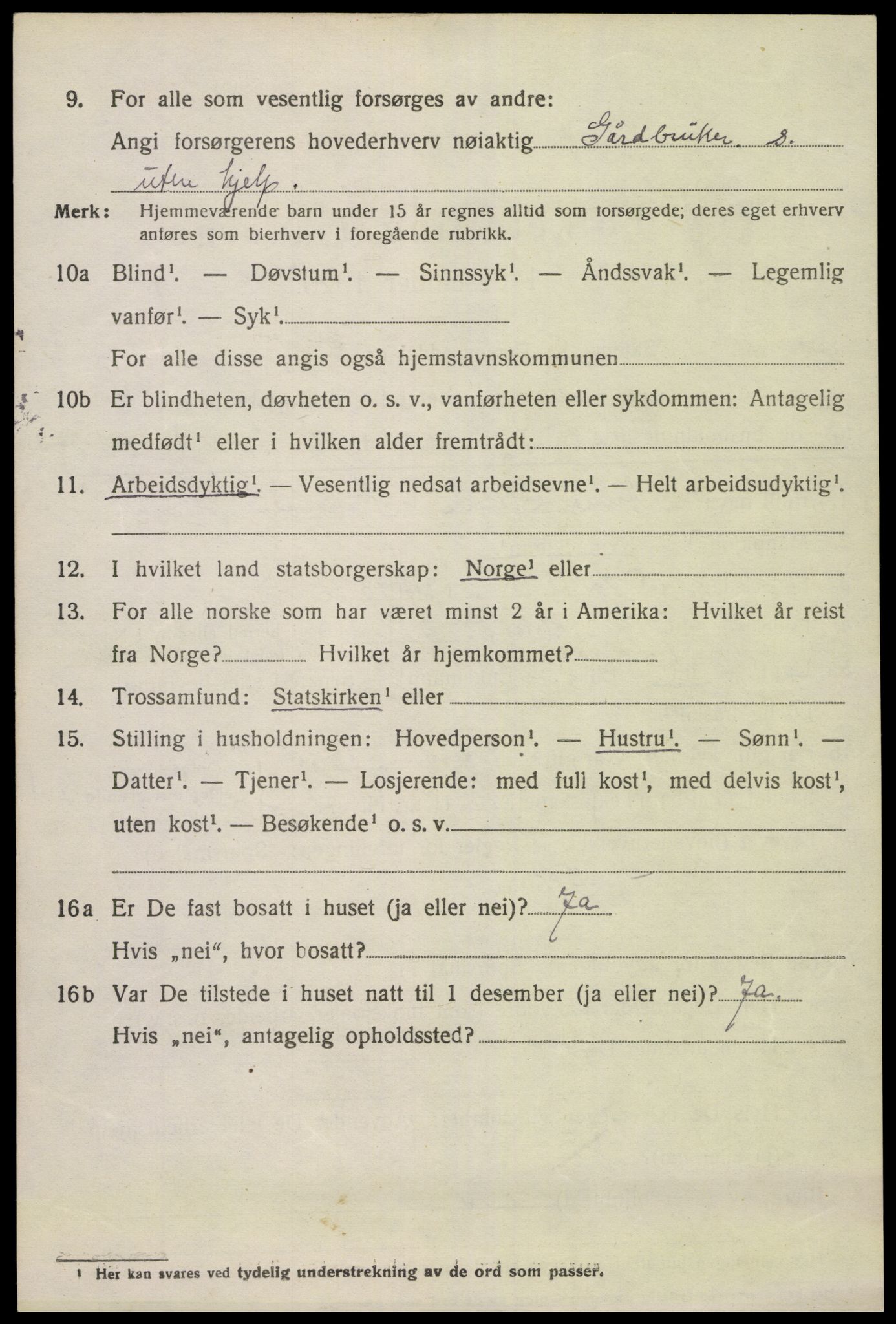 SAK, 1920 census for Austre Moland, 1920, p. 2054