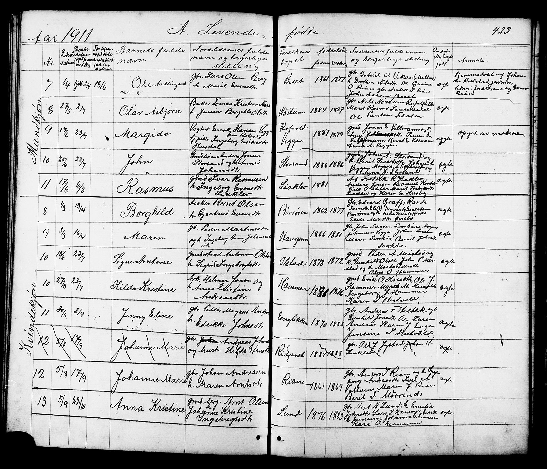 Ministerialprotokoller, klokkerbøker og fødselsregistre - Sør-Trøndelag, SAT/A-1456/665/L0777: Parish register (copy) no. 665C02, 1867-1915, p. 423