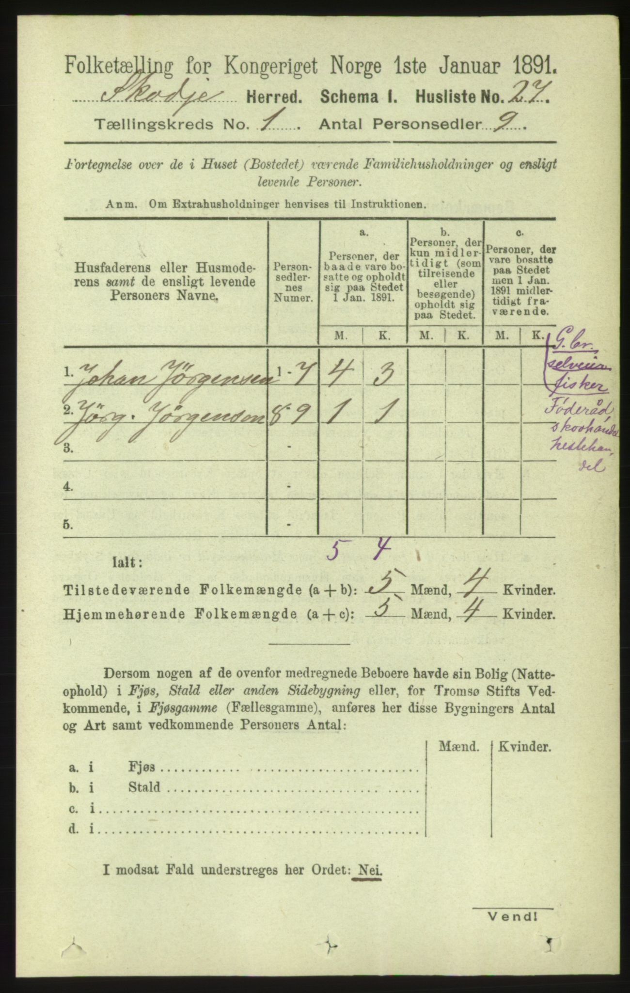 RA, 1891 census for 1529 Skodje, 1891, p. 68