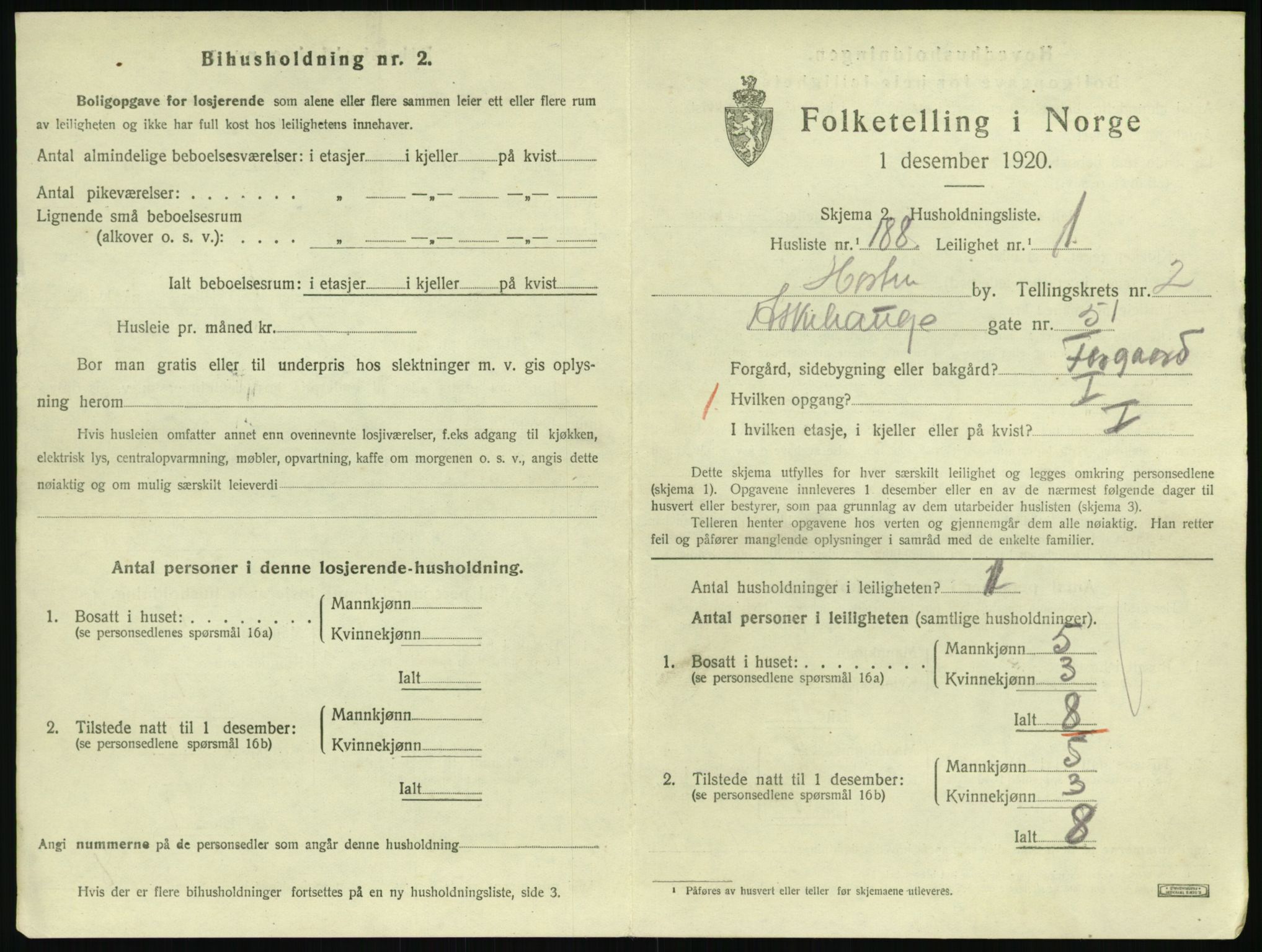 SAKO, 1920 census for Horten, 1920, p. 4037