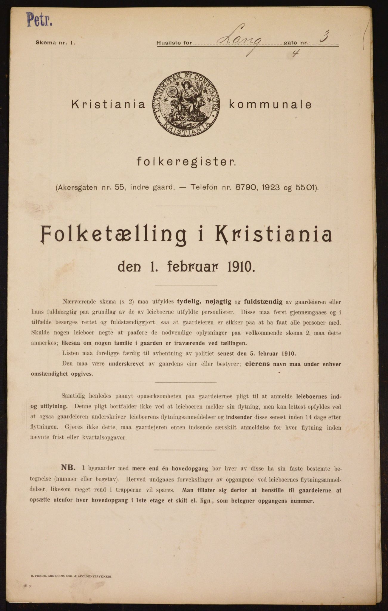 OBA, Municipal Census 1910 for Kristiania, 1910, p. 54466