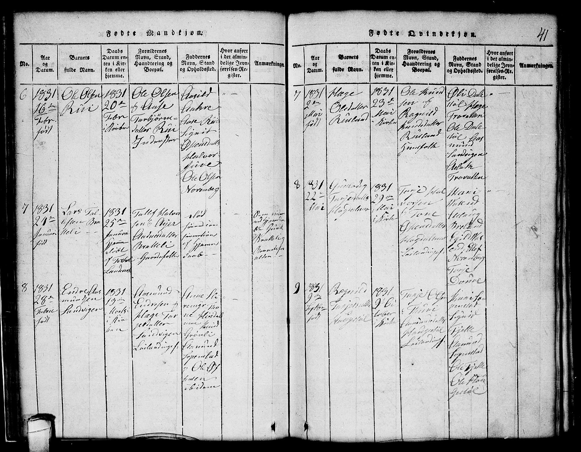 Lårdal kirkebøker, SAKO/A-284/G/Gc/L0001: Parish register (copy) no. III 1, 1815-1854, p. 41