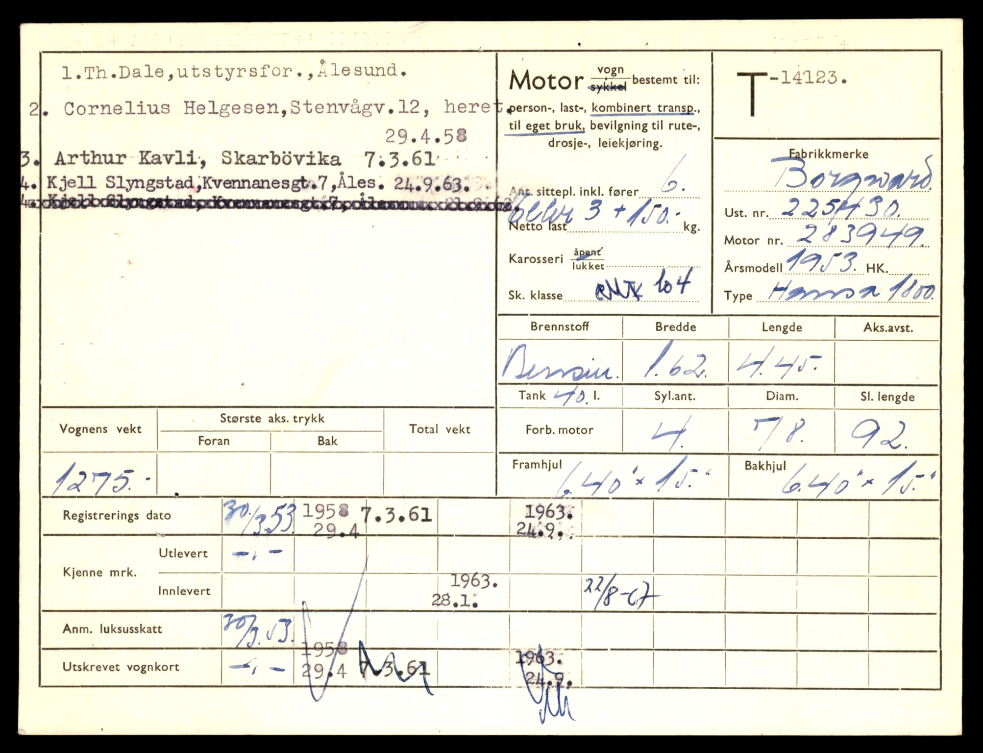 Møre og Romsdal vegkontor - Ålesund trafikkstasjon, AV/SAT-A-4099/F/Fe/L0043: Registreringskort for kjøretøy T 14080 - T 14204, 1927-1998, p. 1177