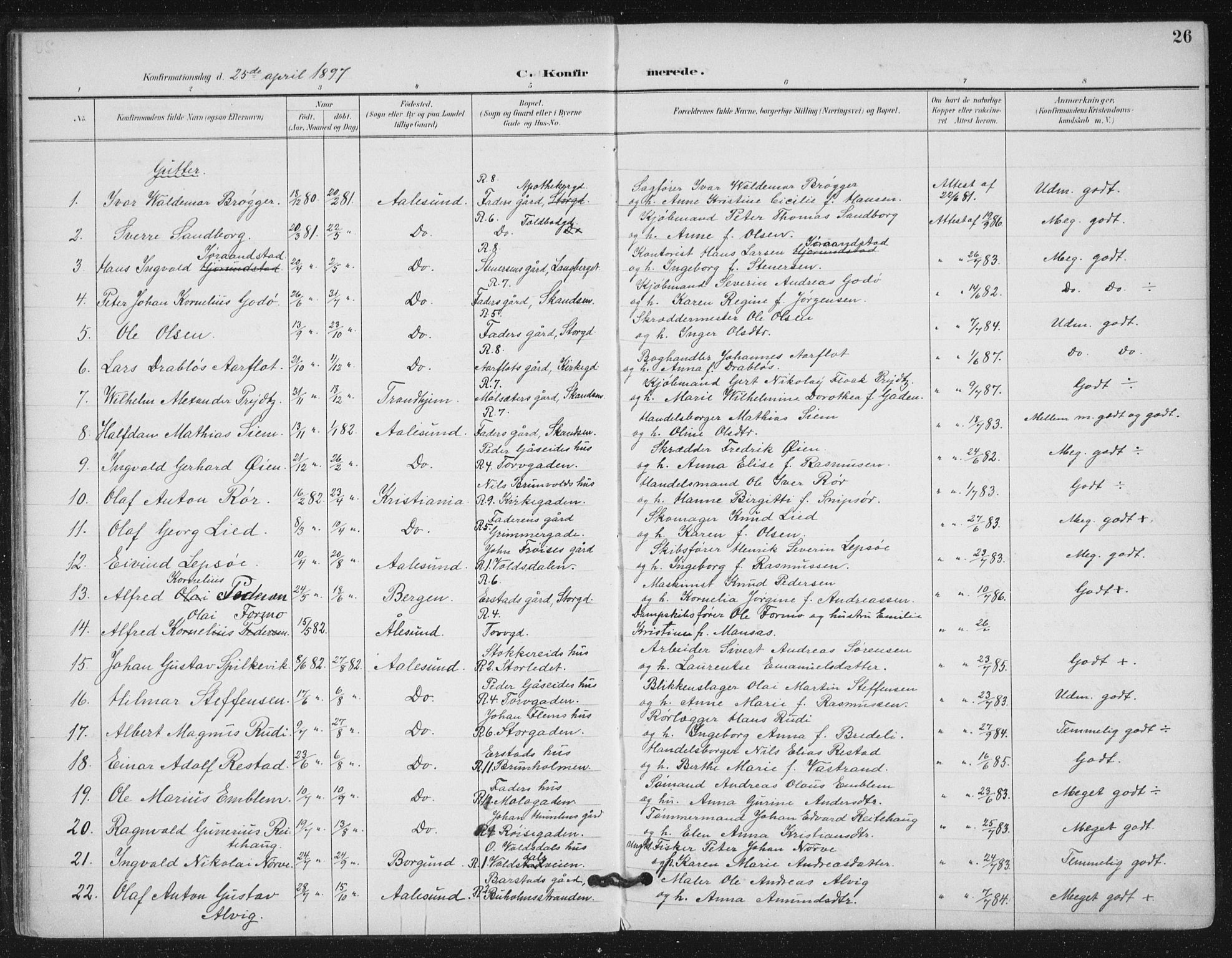 Ministerialprotokoller, klokkerbøker og fødselsregistre - Møre og Romsdal, SAT/A-1454/529/L0457: Parish register (official) no. 529A07, 1894-1903, p. 26