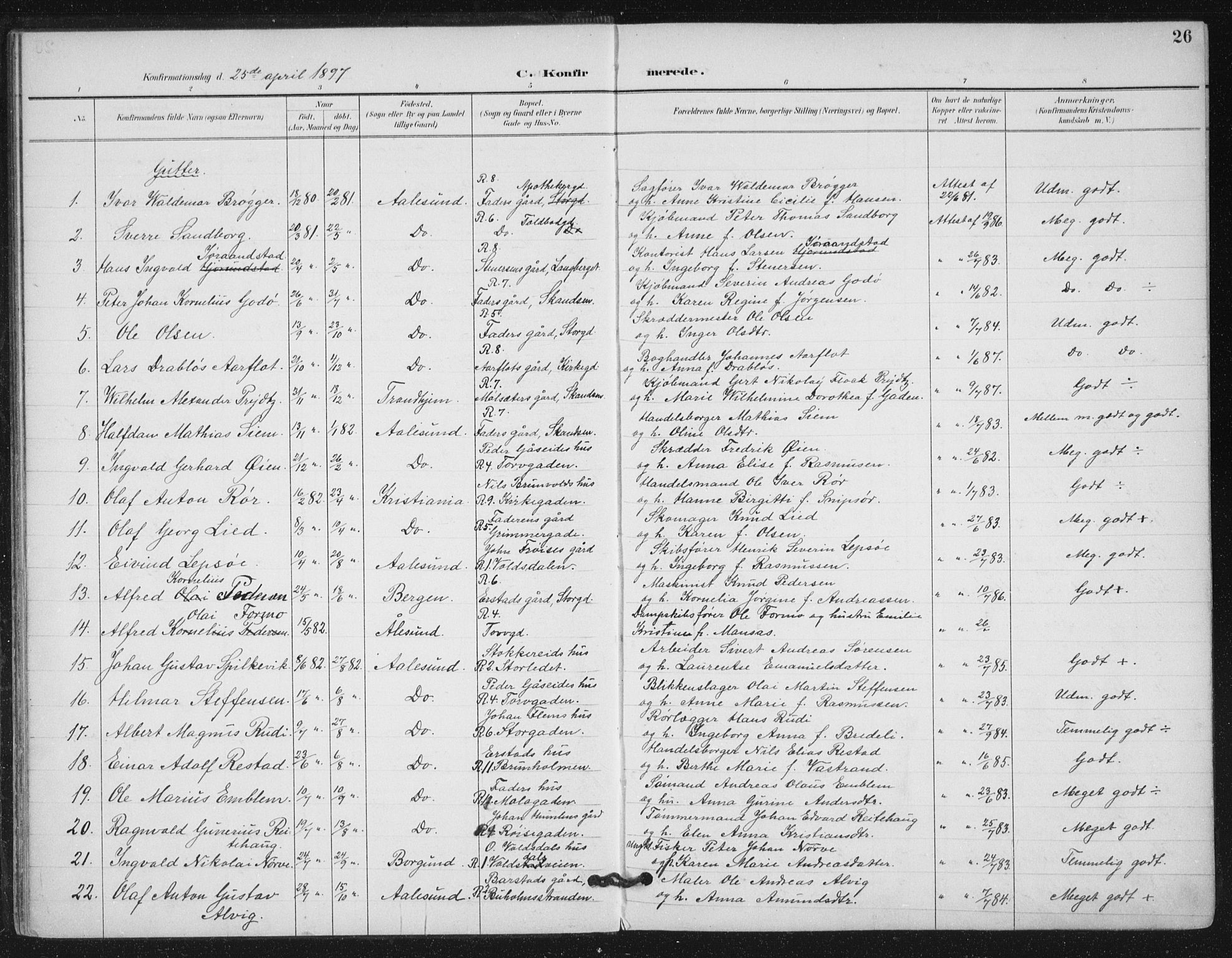 Ministerialprotokoller, klokkerbøker og fødselsregistre - Møre og Romsdal, AV/SAT-A-1454/529/L0457: Parish register (official) no. 529A07, 1894-1903, p. 26