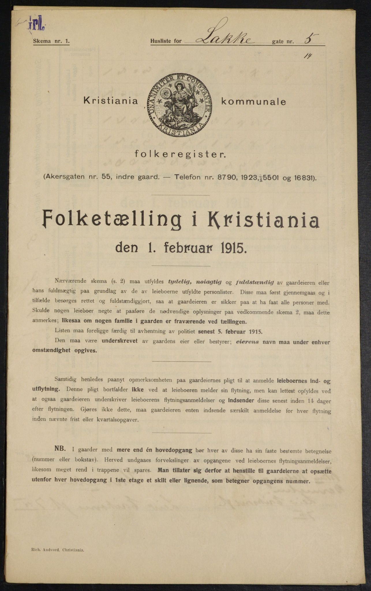 OBA, Municipal Census 1915 for Kristiania, 1915, p. 54808