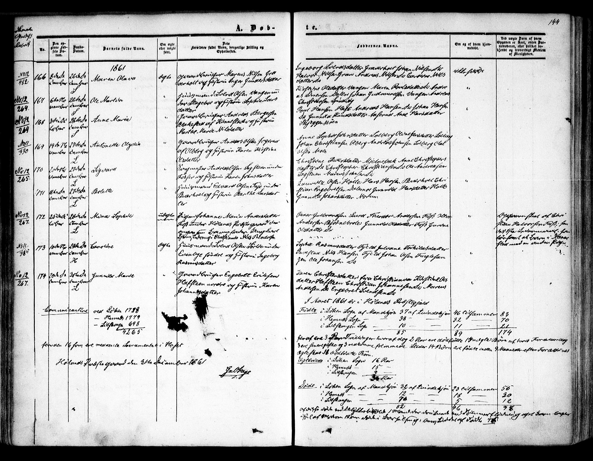 Høland prestekontor Kirkebøker, AV/SAO-A-10346a/F/Fa/L0010: Parish register (official) no. I 10, 1854-1861, p. 144