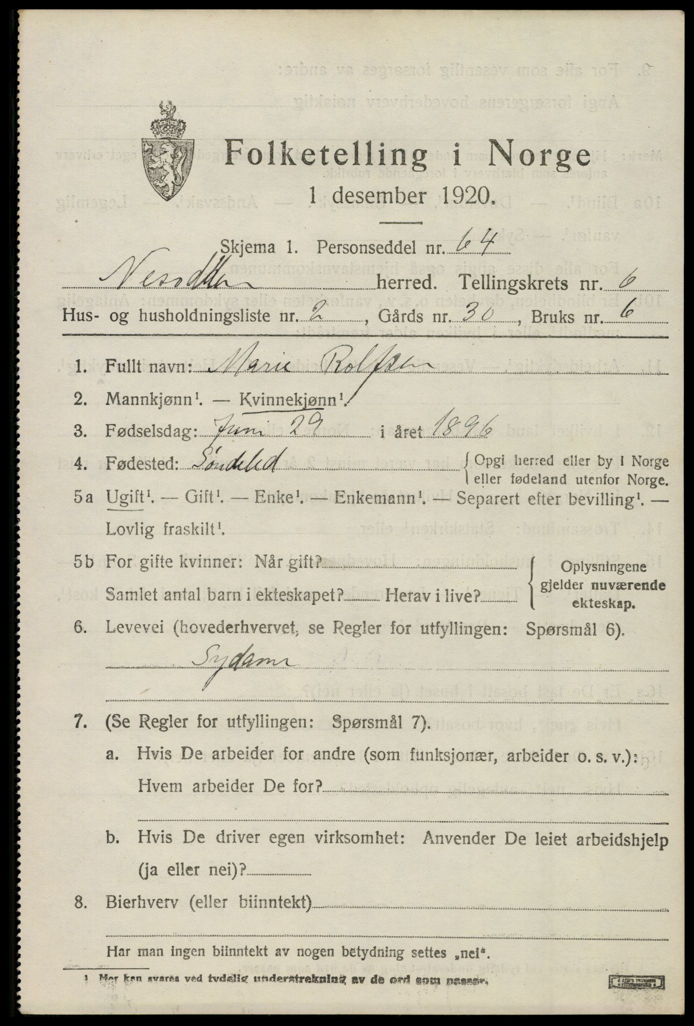 SAO, 1920 census for Nesodden, 1920, p. 5473
