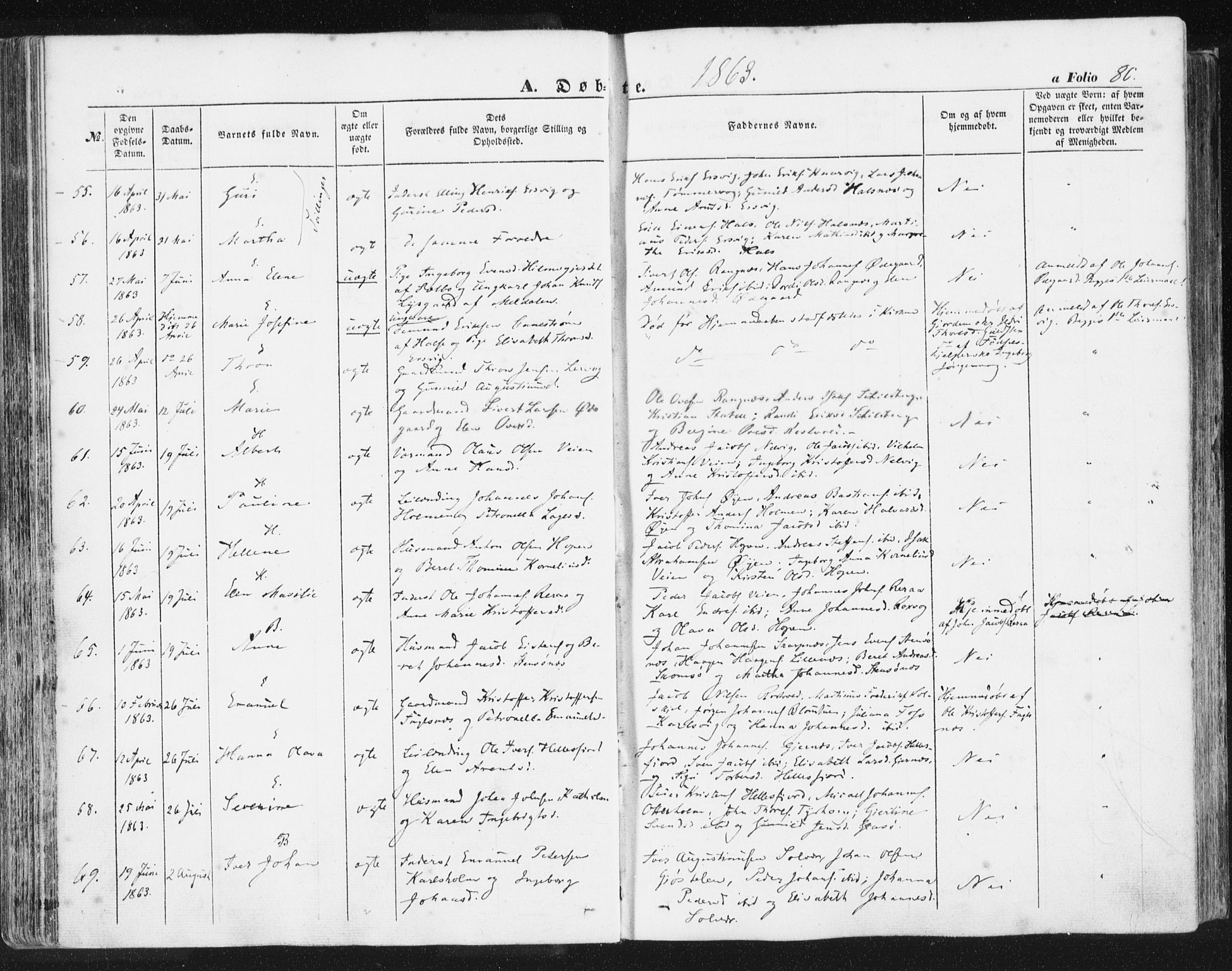 Ministerialprotokoller, klokkerbøker og fødselsregistre - Møre og Romsdal, AV/SAT-A-1454/581/L0937: Parish register (official) no. 581A05, 1853-1872, p. 80