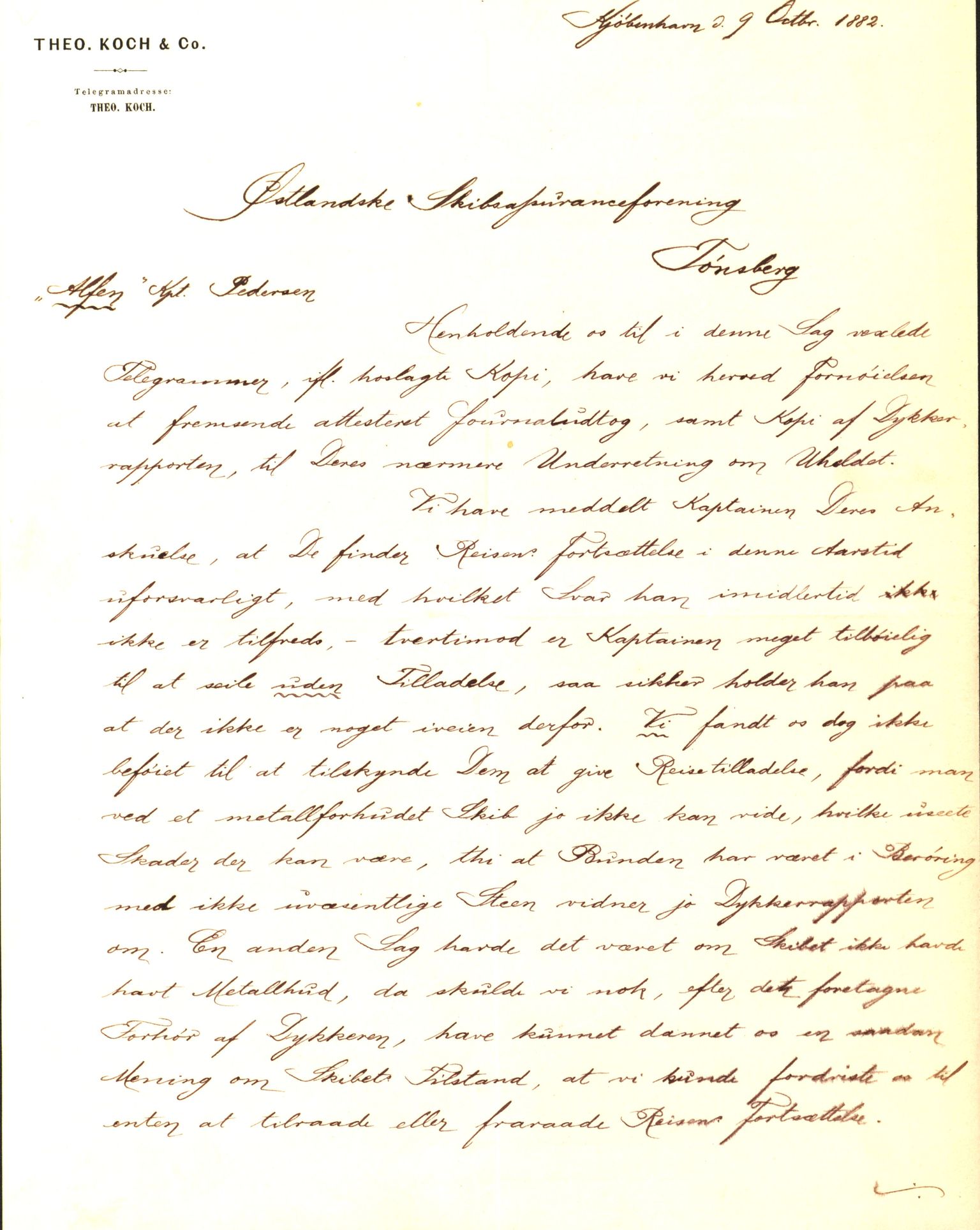 Pa 63 - Østlandske skibsassuranceforening, VEMU/A-1079/G/Ga/L0014/0011: Havaridokumenter / Agra, Anna, Jorsalfarer, Alfen, Uller, Solon, 1882, p. 43