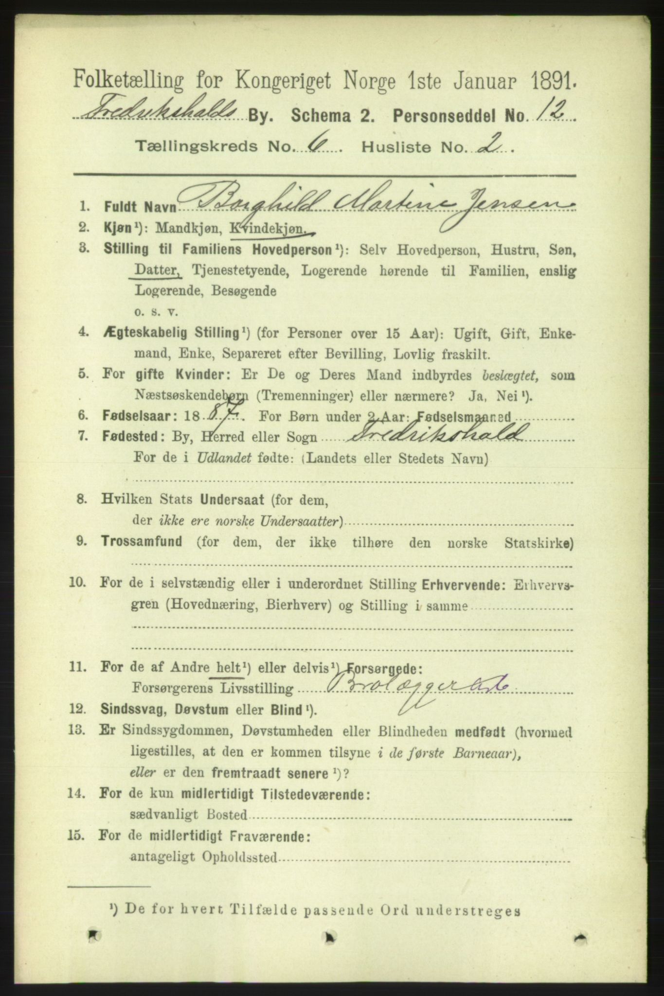 RA, 1891 census for 0101 Fredrikshald, 1891, p. 4475