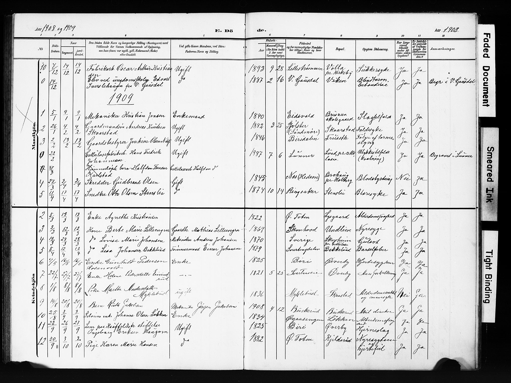 Vardal prestekontor, AV/SAH-PREST-100/H/Ha/Hab/L0013: Parish register (copy) no. 13, 1904-1915