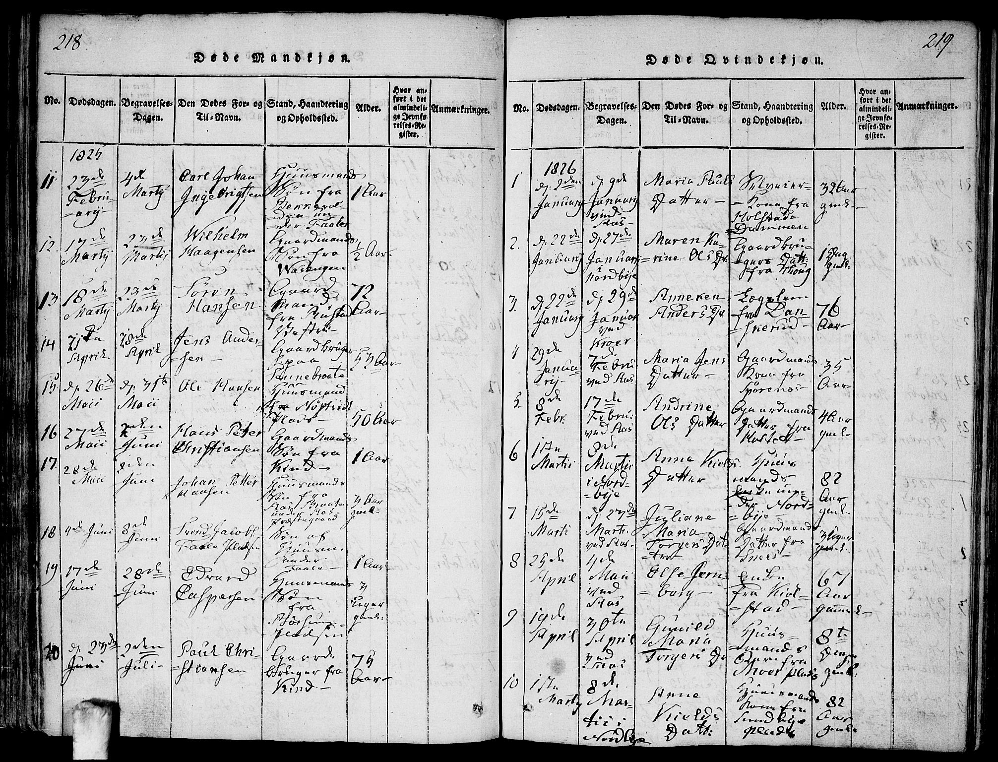 Ås prestekontor Kirkebøker, AV/SAO-A-10894/F/Fa/L0004: Parish register (official) no. I 4, 1818-1826, p. 218-219