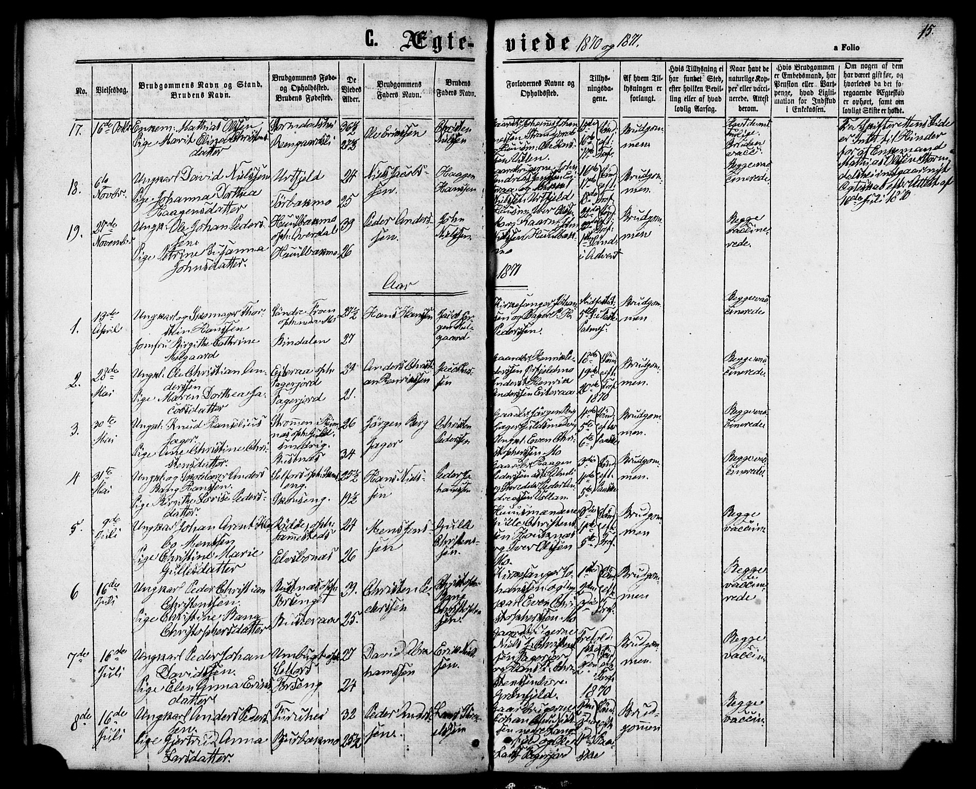 Ministerialprotokoller, klokkerbøker og fødselsregistre - Nordland, SAT/A-1459/827/L0395: Parish register (official) no. 827A07, 1864-1886, p. 15