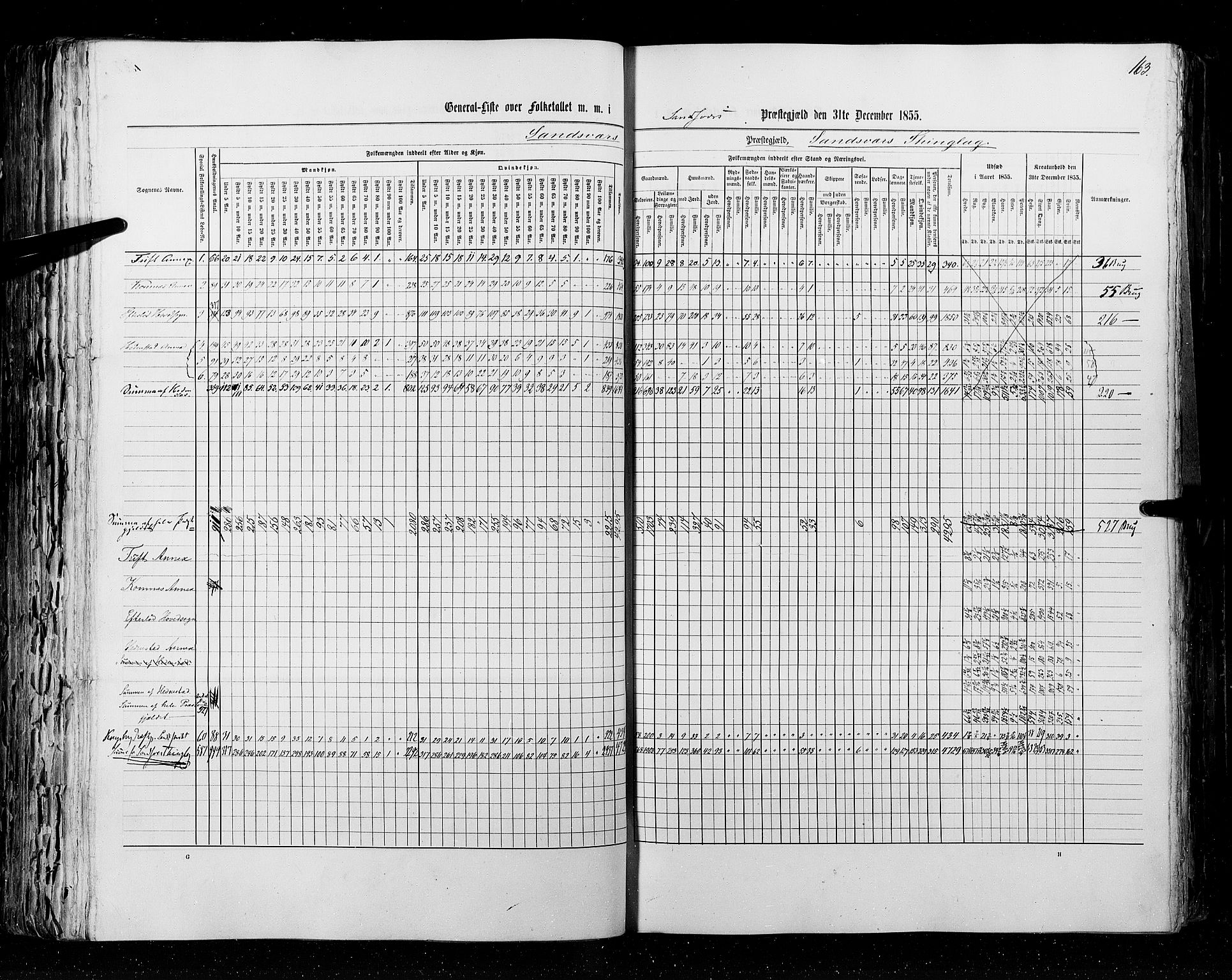 RA, Census 1855, vol. 2: Kristians amt, Buskerud amt og Jarlsberg og Larvik amt, 1855, p. 163