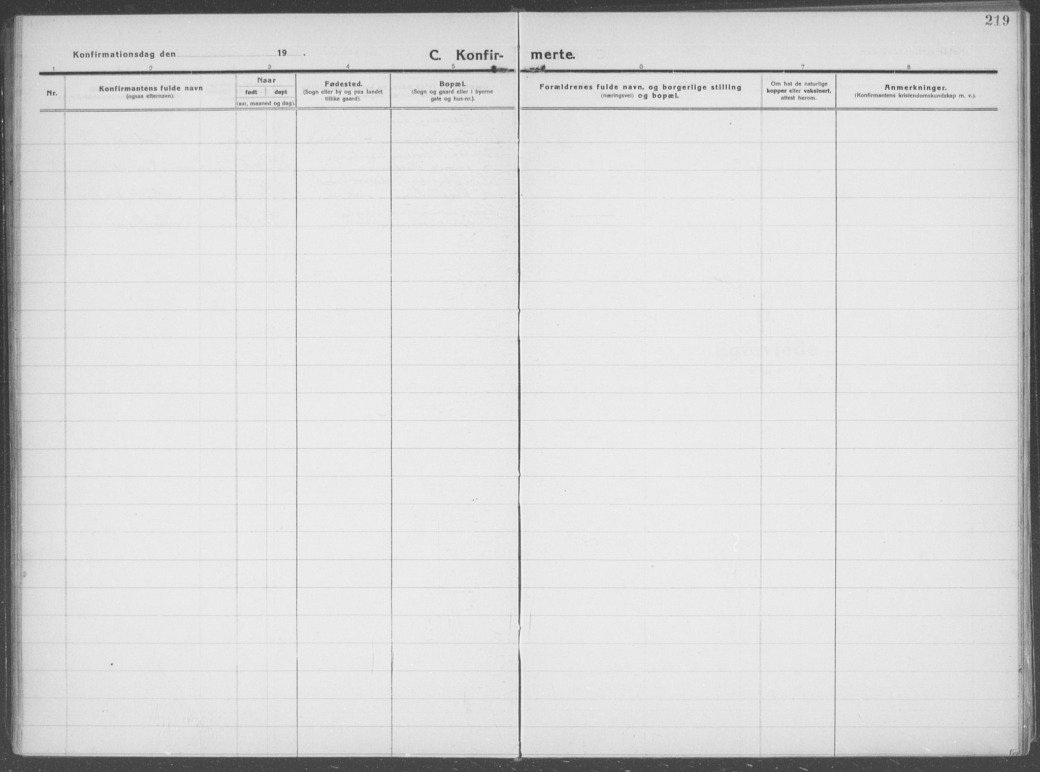 Brandval prestekontor, AV/SAH-PREST-034/H/Ha/Haa/L0004: Parish register (official) no. 4, 1910-1924, p. 219