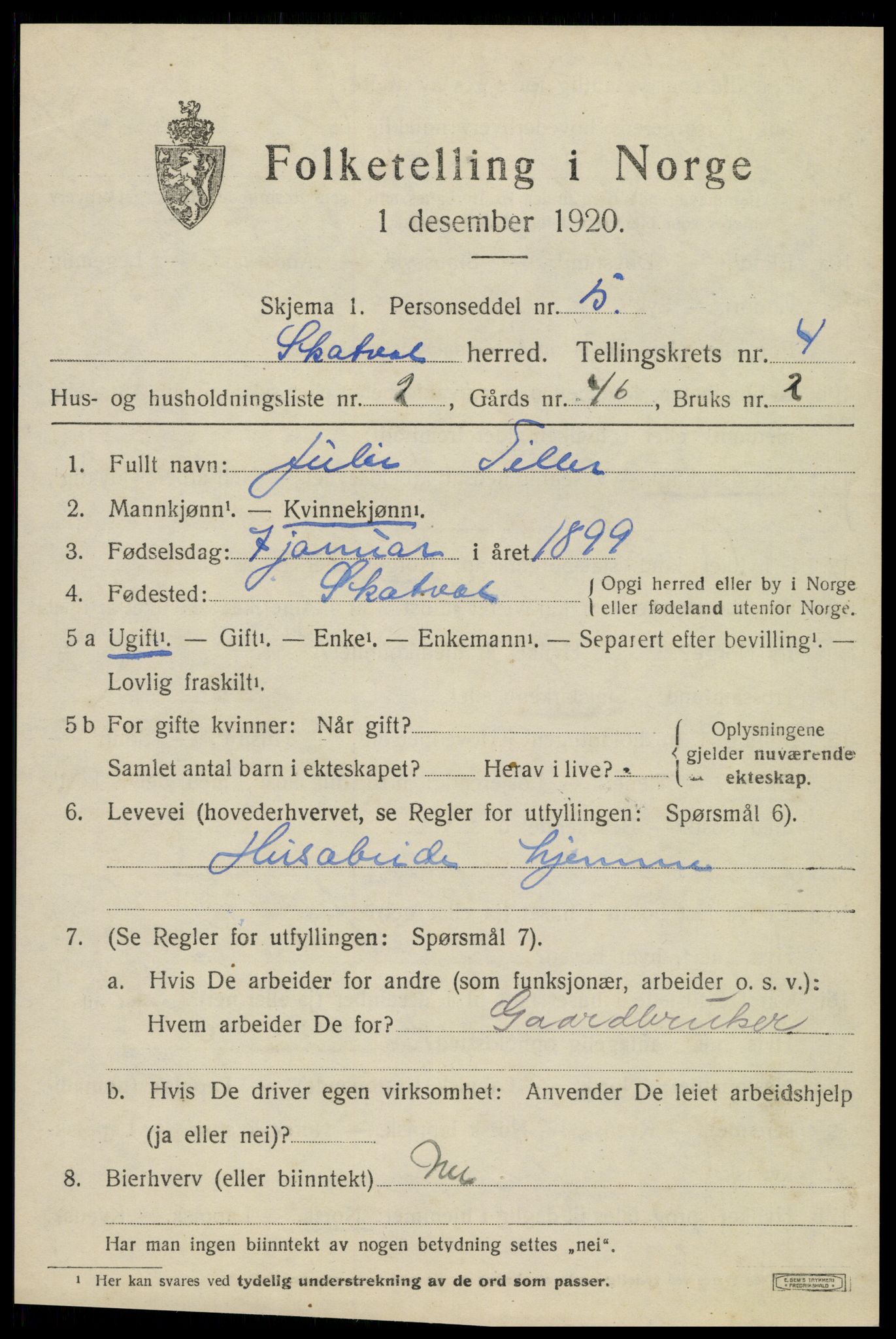 SAT, 1920 census for Skatval, 1920, p. 2469