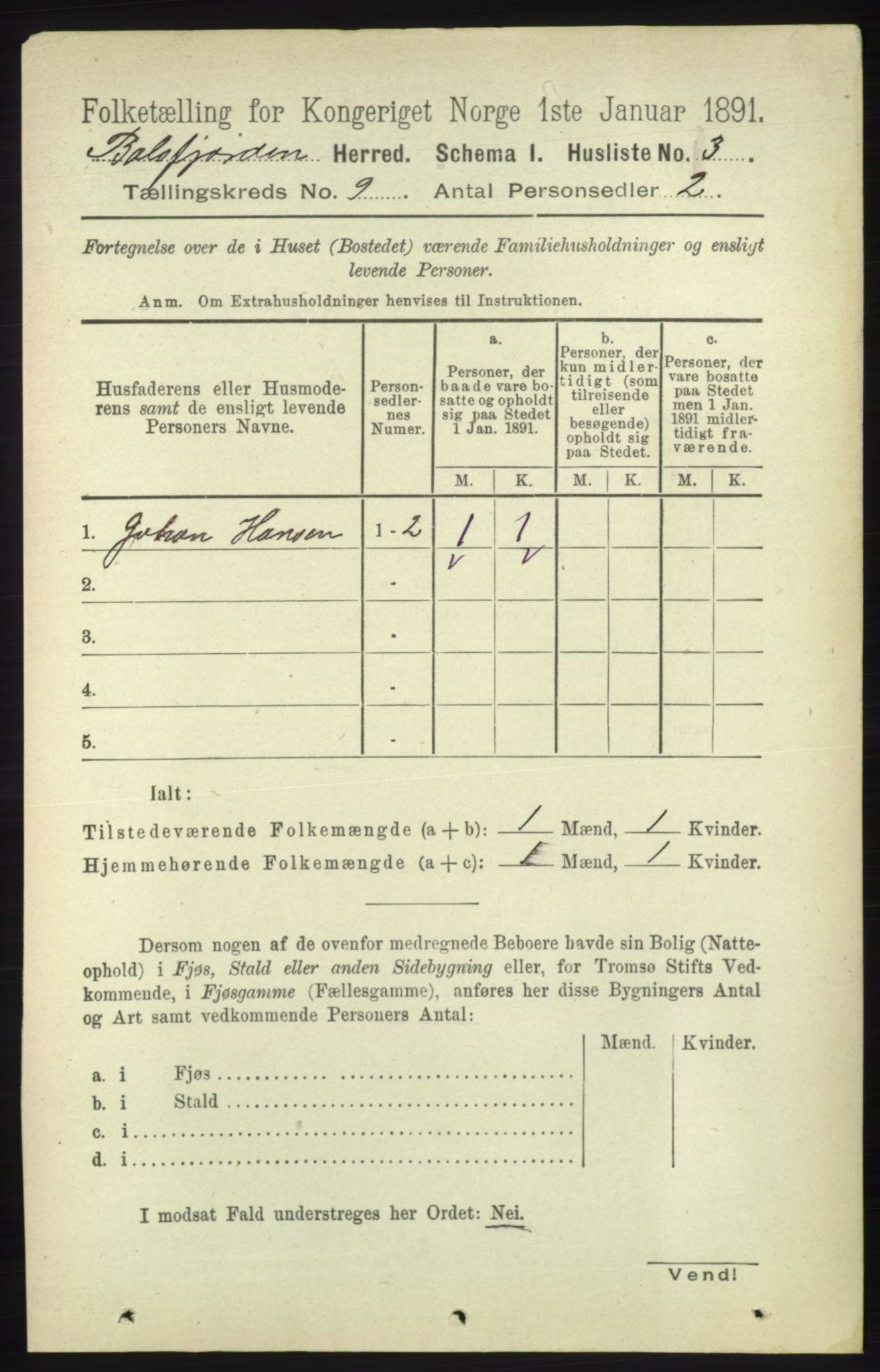 RA, 1891 census for 1933 Balsfjord, 1891, p. 3080