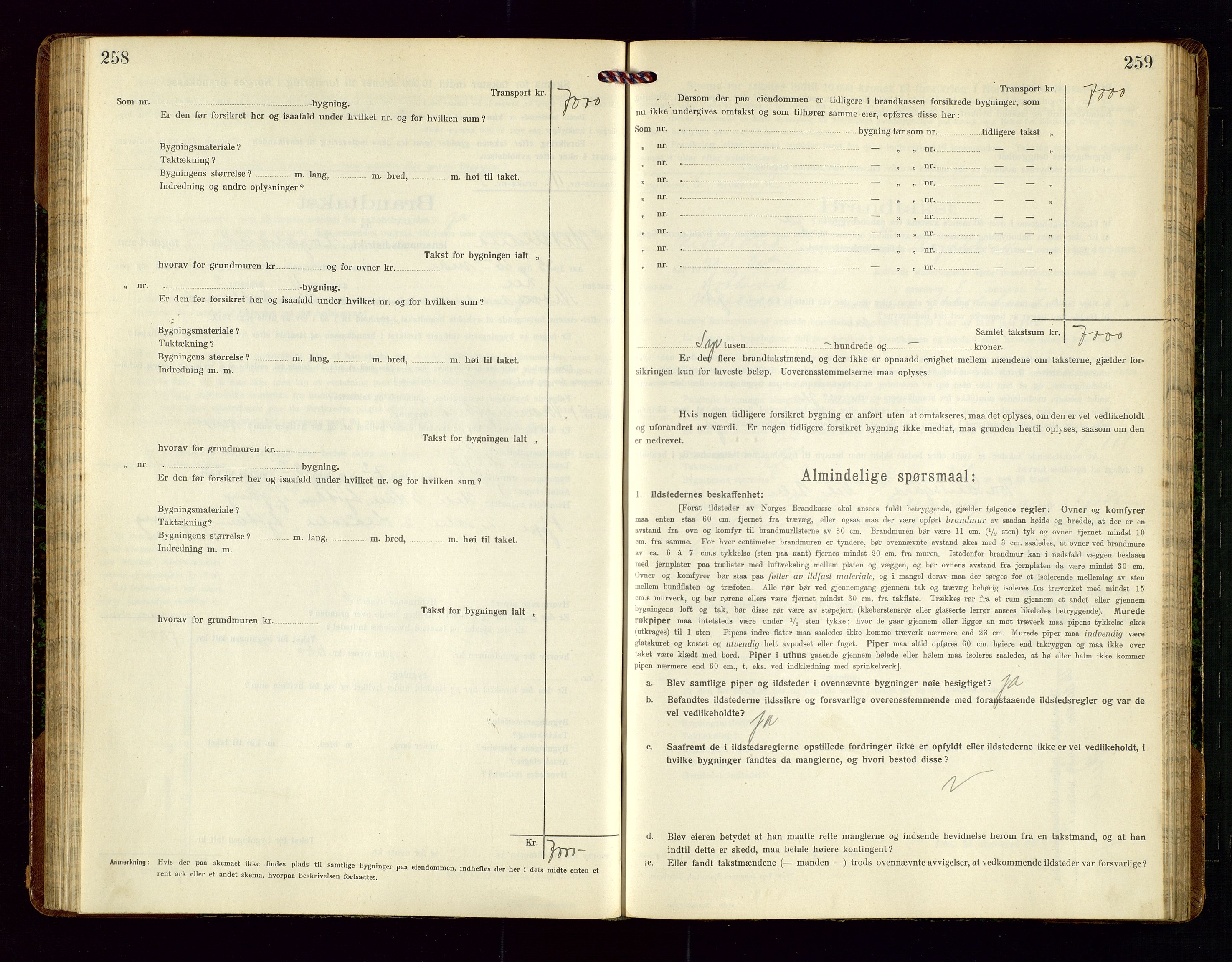 Nedstrand lensmannskontor, SAST/A-100236/Gob/L0002: "Brandtakstprotokol for Nerstrand lensmandsdistrikt Rogaland Fylke", 1916-1949, p. 258-259