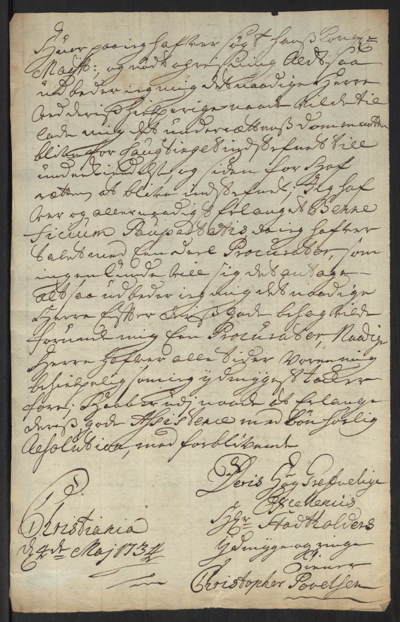 Stattholderembetet 1572-1771, AV/RA-EA-2870/Ef/L0107: Brev fra embetsmenn og andre, 1733-1734, p. 245