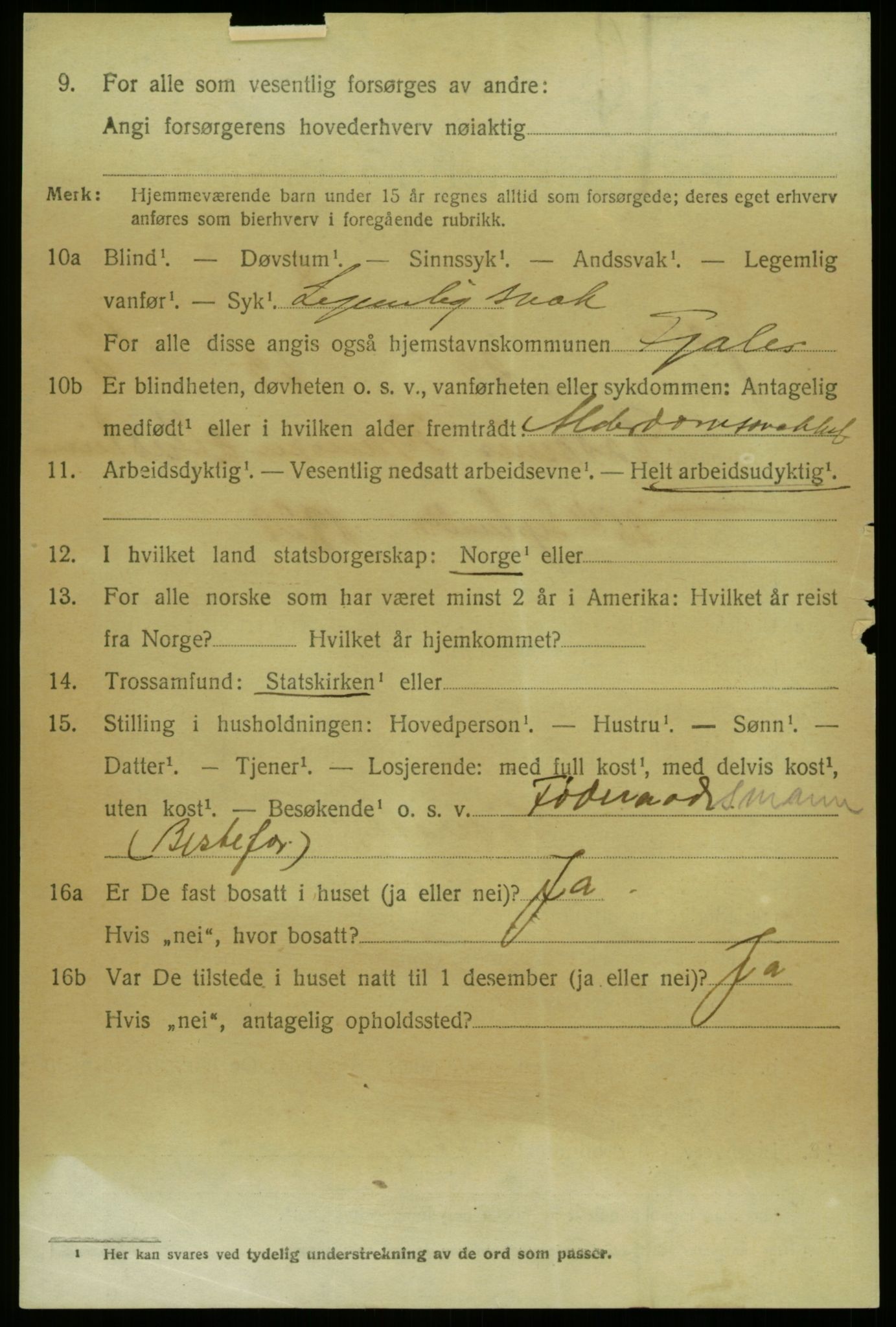 SAB, 1920 census for Fjaler, 1920, p. 6100