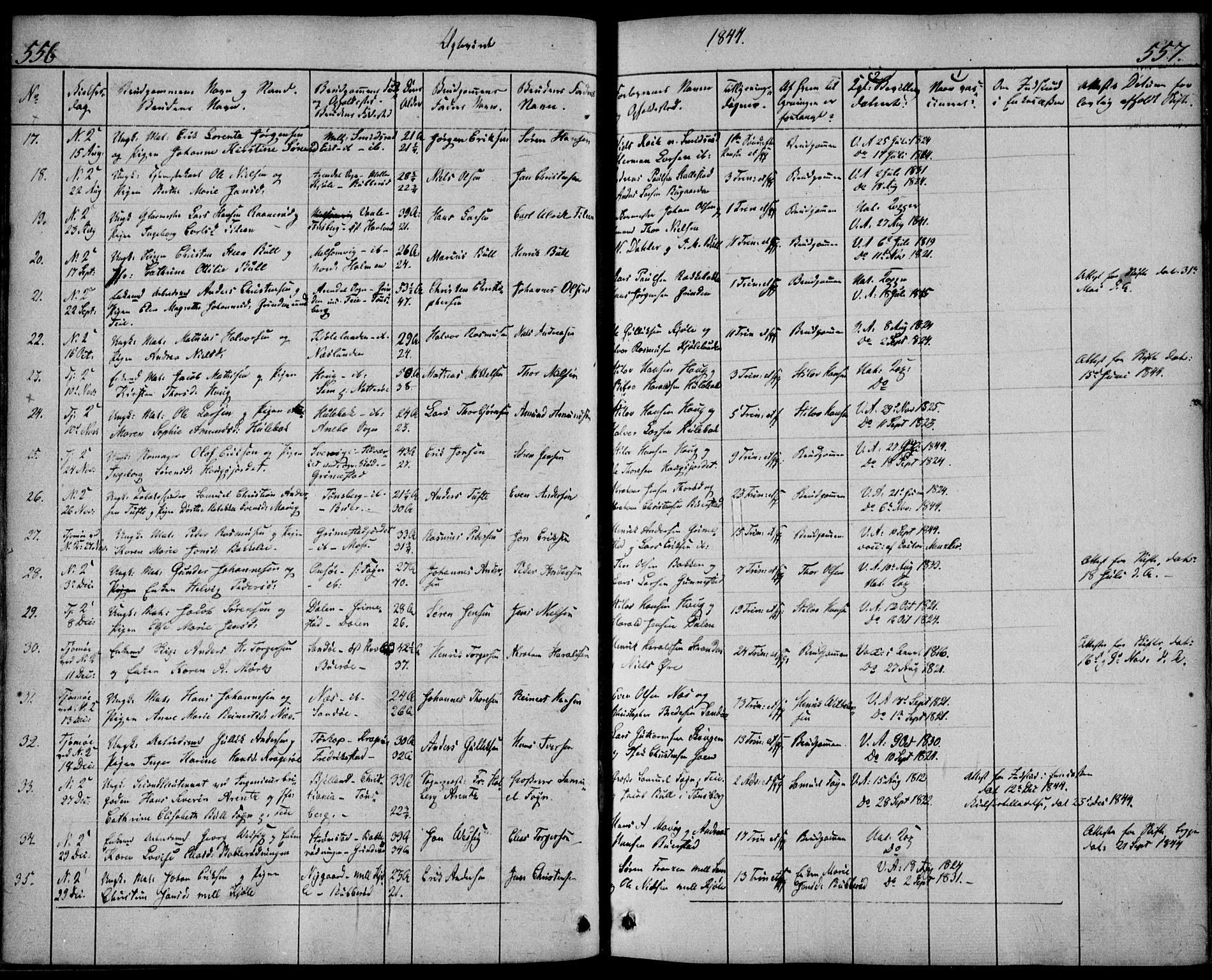 Nøtterøy kirkebøker, AV/SAKO-A-354/F/Fa/L0005: Parish register (official) no. I 5, 1839-1852, p. 556-557