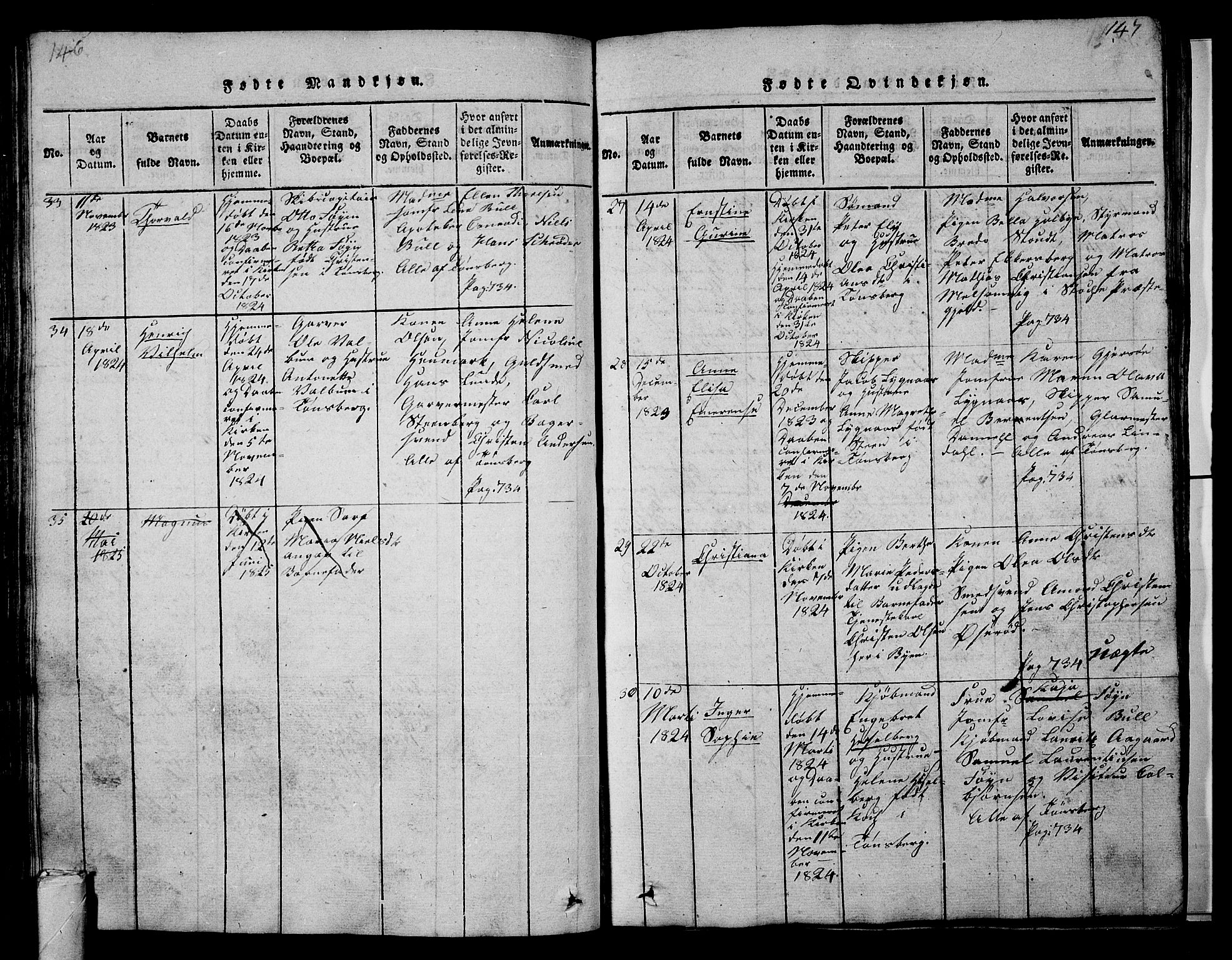 Tønsberg kirkebøker, AV/SAKO-A-330/G/Ga/L0001: Parish register (copy) no. 1, 1813-1826, p. 146-147