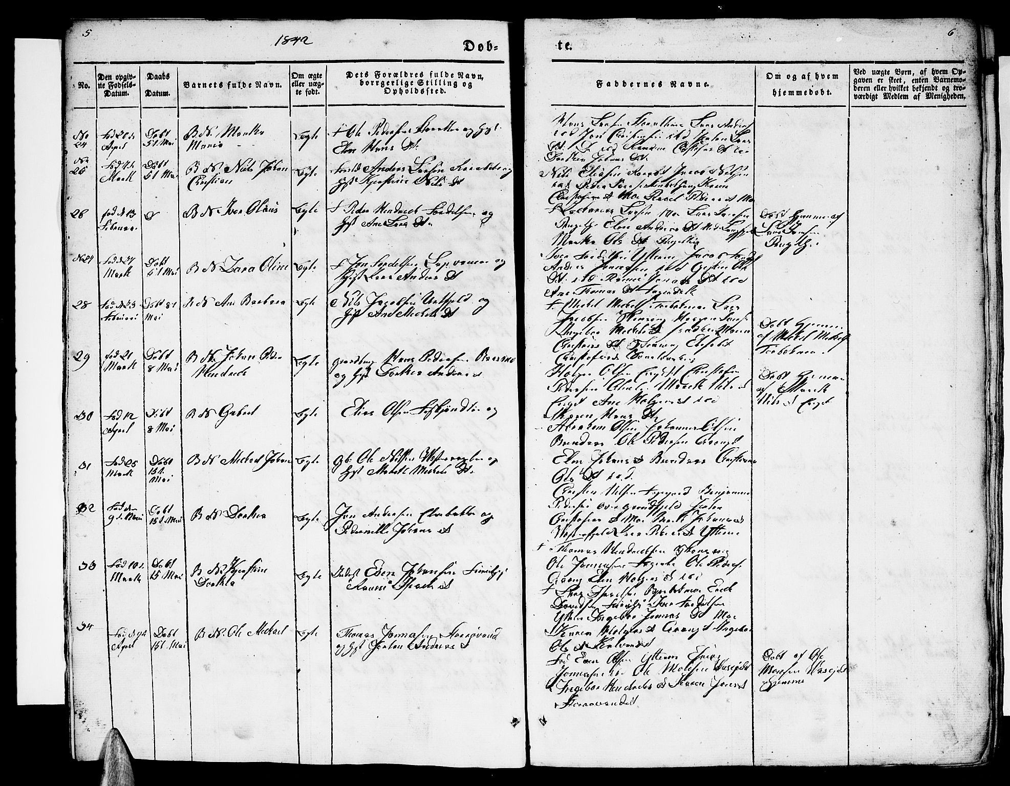 Ministerialprotokoller, klokkerbøker og fødselsregistre - Nordland, AV/SAT-A-1459/827/L0413: Parish register (copy) no. 827C02, 1842-1852, p. 5-6