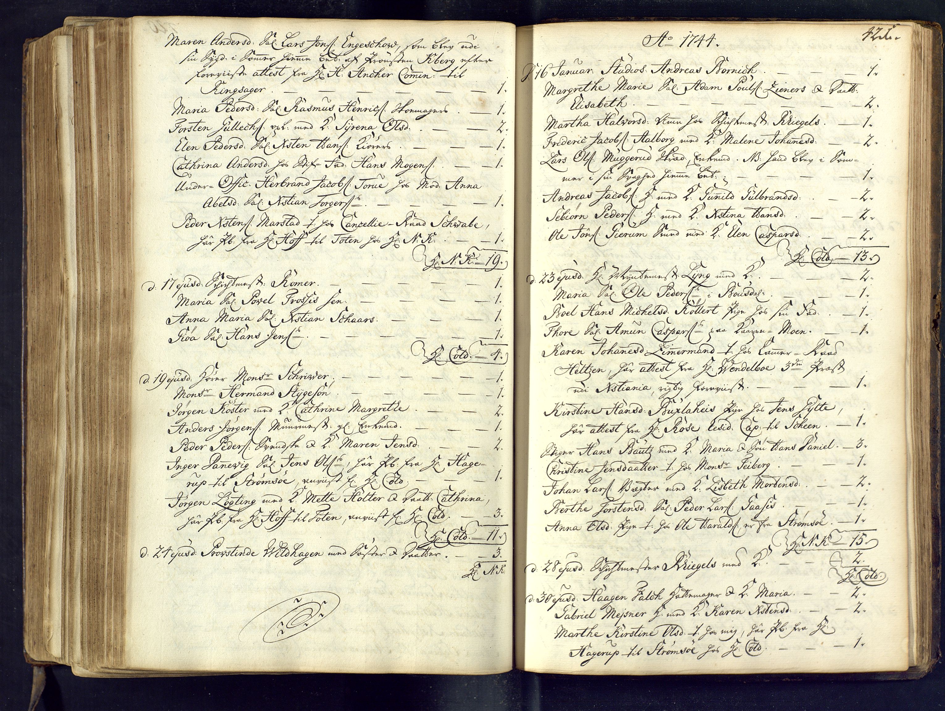 Kongsberg kirkebøker, SAKO/A-22/M/Ma/L0002: Communicants register no. 2, 1739-1745, p. 421