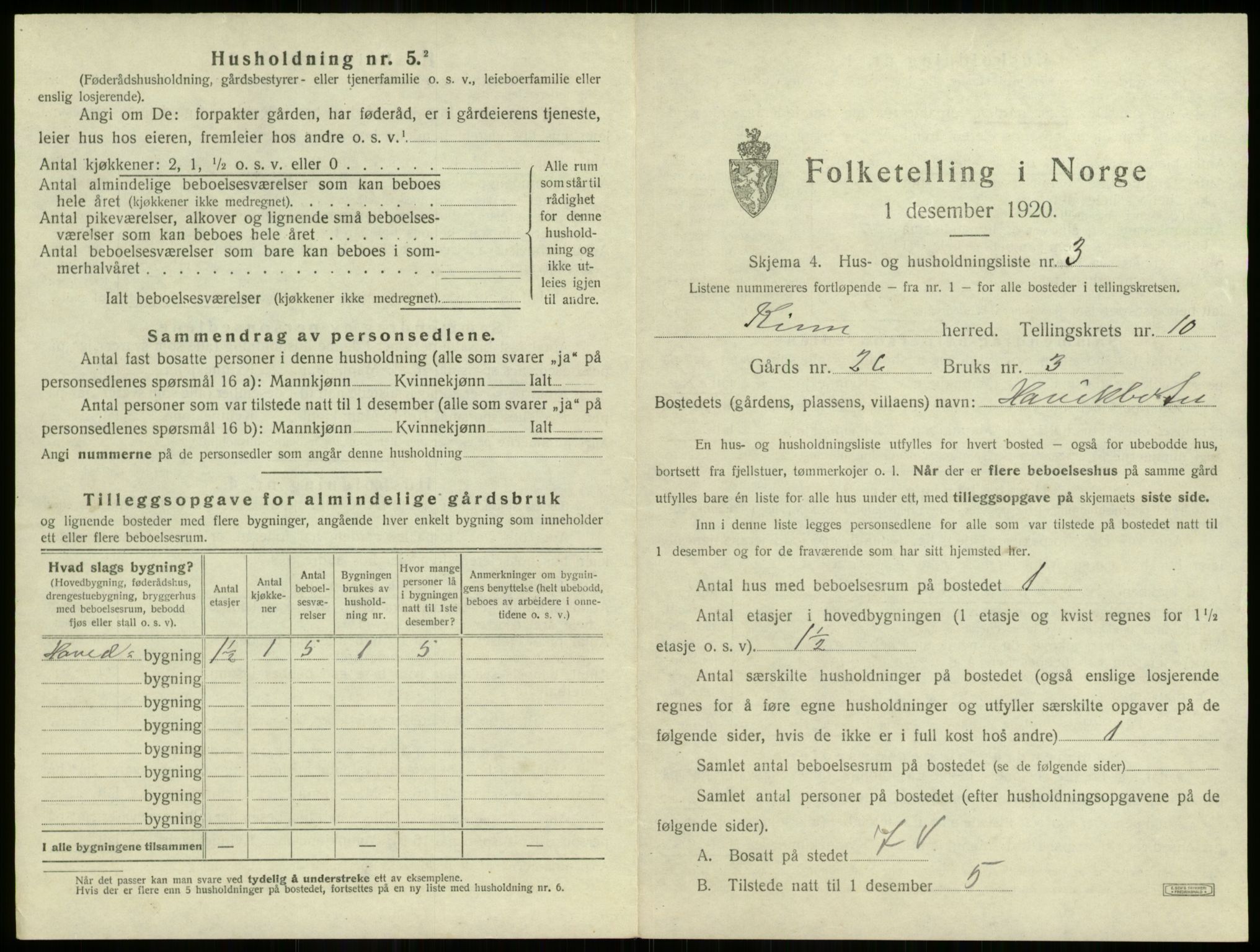 SAB, 1920 census for Kinn, 1920, p. 369