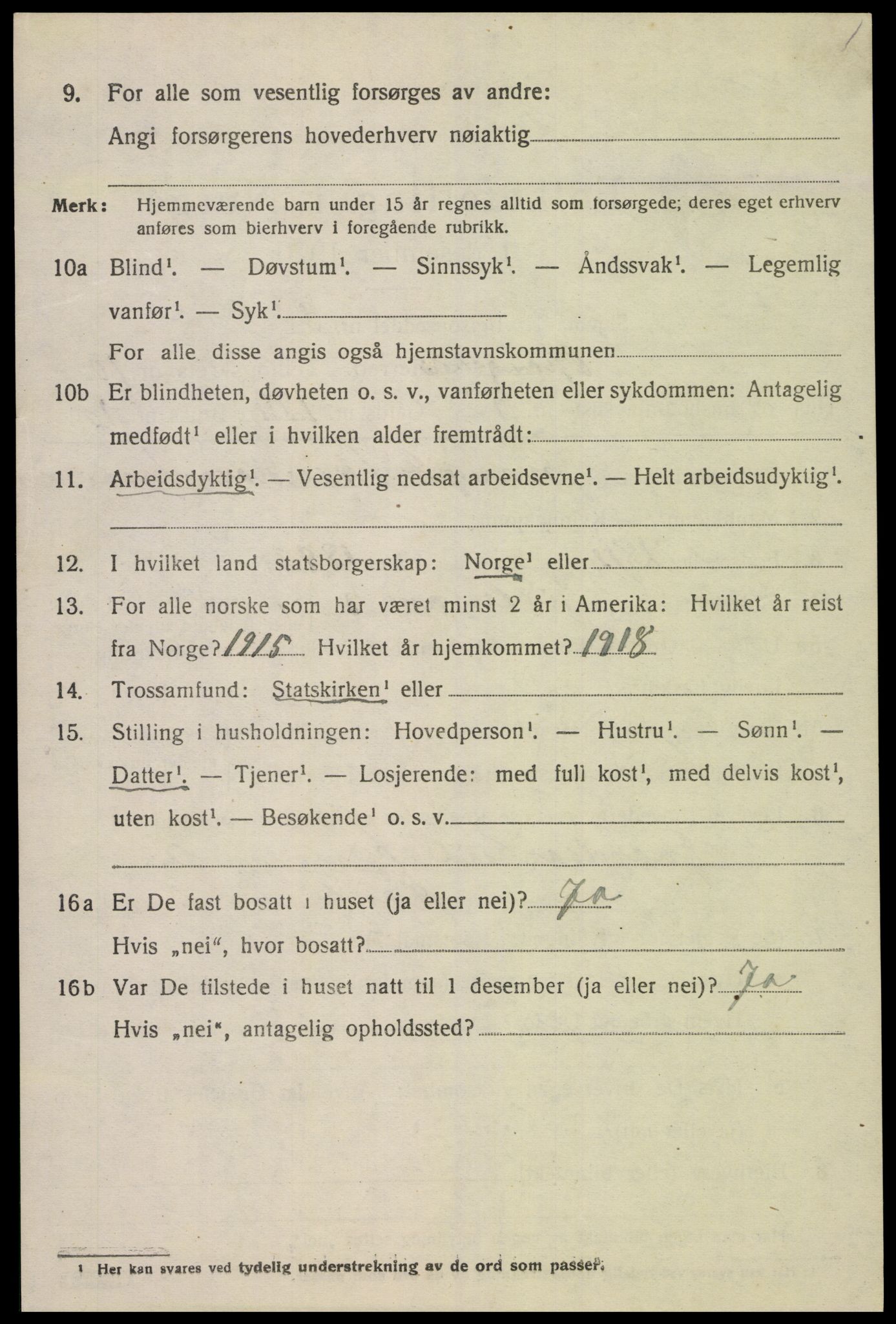 SAK, 1920 census for Spangereid, 1920, p. 3642