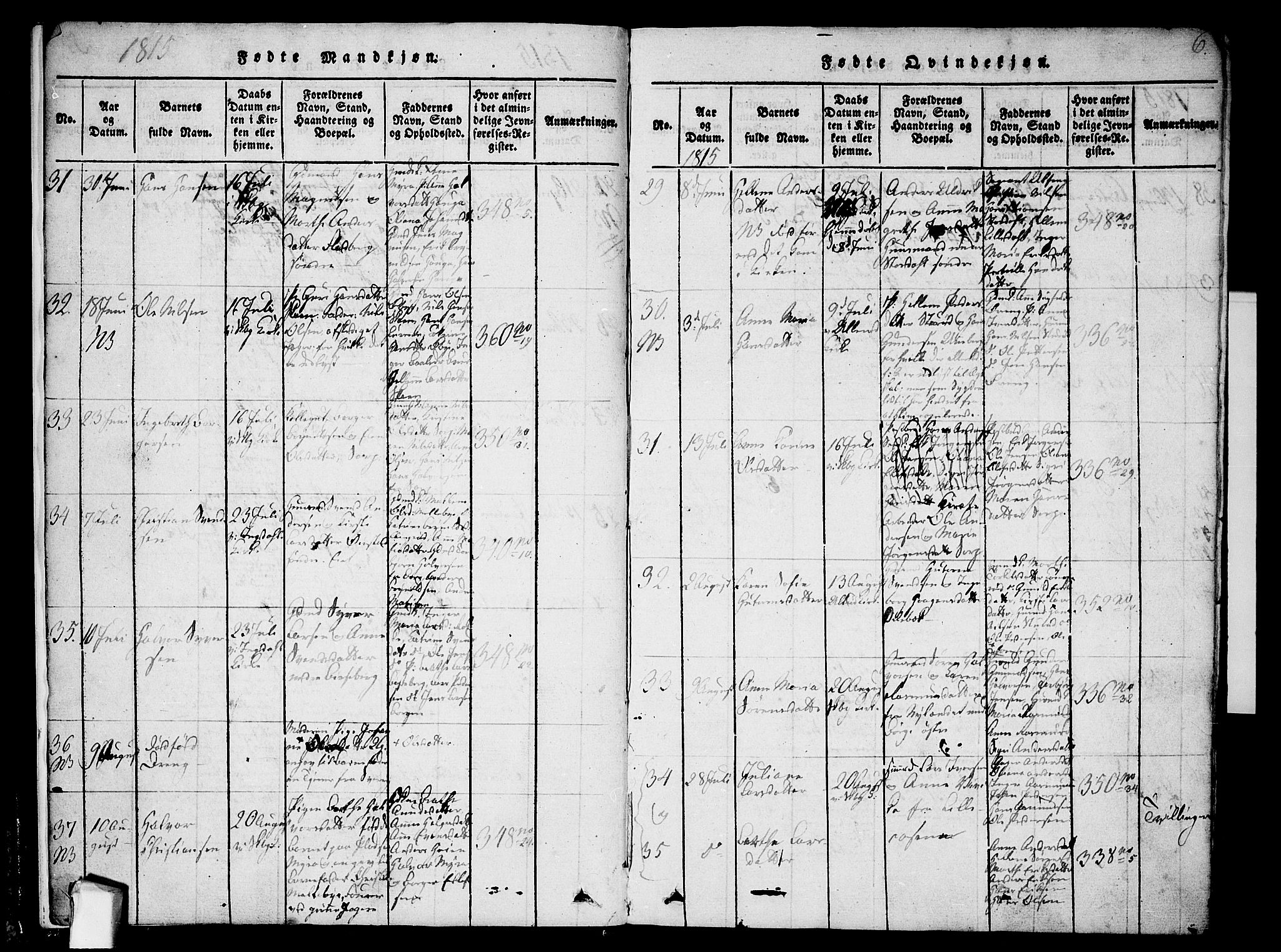 Skjeberg prestekontor Kirkebøker, SAO/A-10923/F/Fa/L0004: Parish register (official) no. I 4, 1815-1830, p. 6