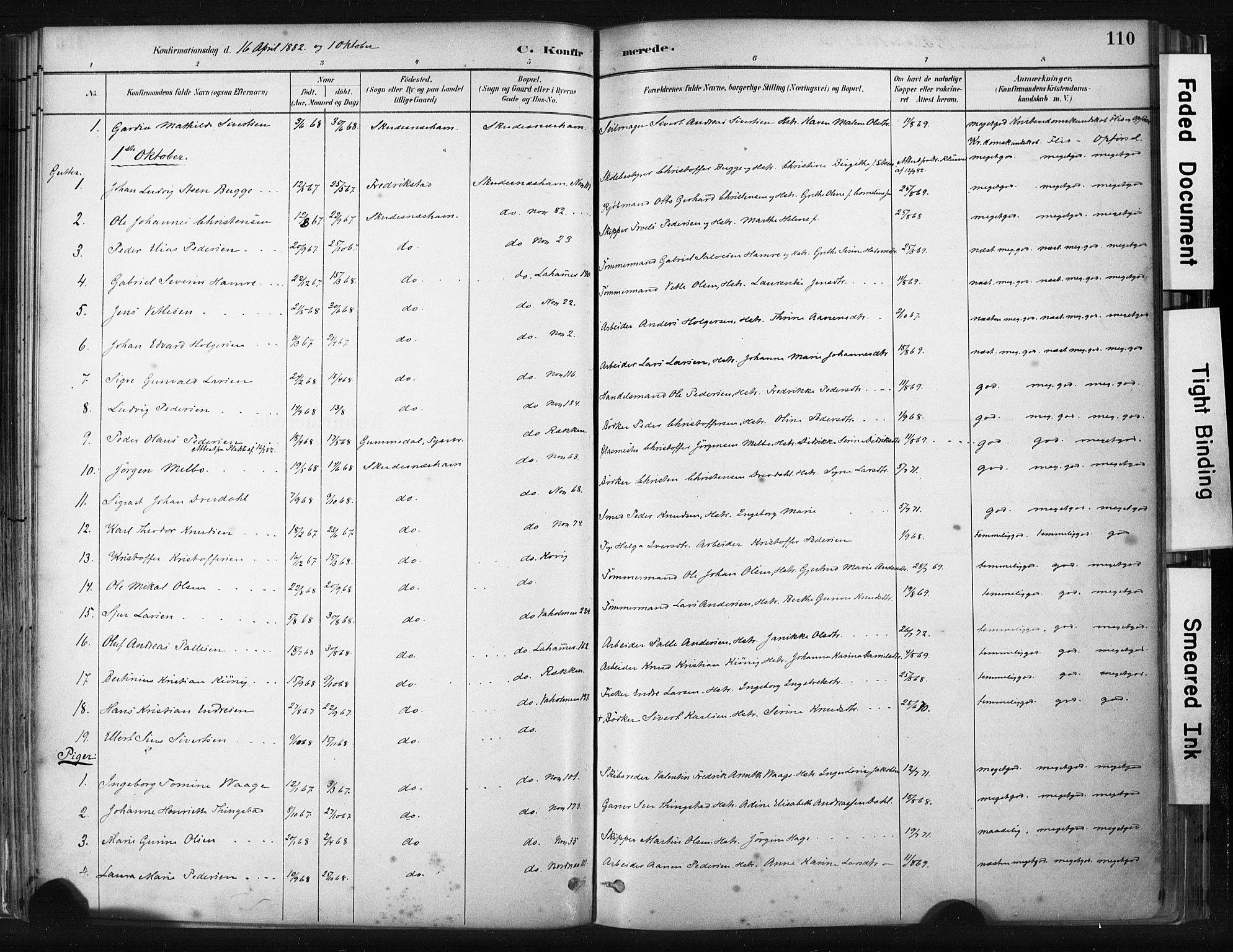 Skudenes sokneprestkontor, AV/SAST-A -101849/H/Ha/Haa/L0008: Parish register (official) no. A 5, 1882-1912, p. 110