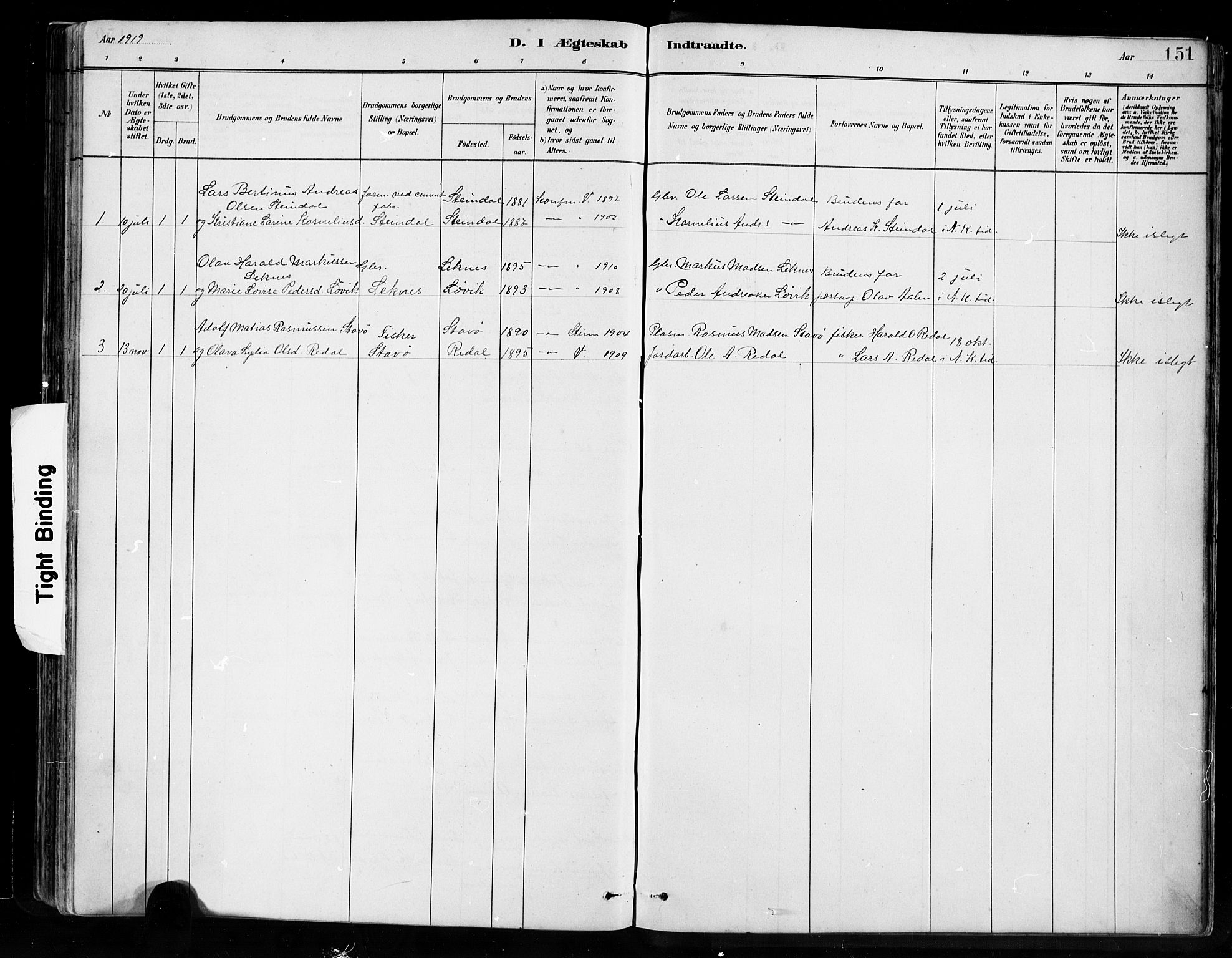 Førde sokneprestembete, SAB/A-79901/H/Hab/Habe/L0001: Parish register (copy) no. E 1, 1881-1920, p. 151
