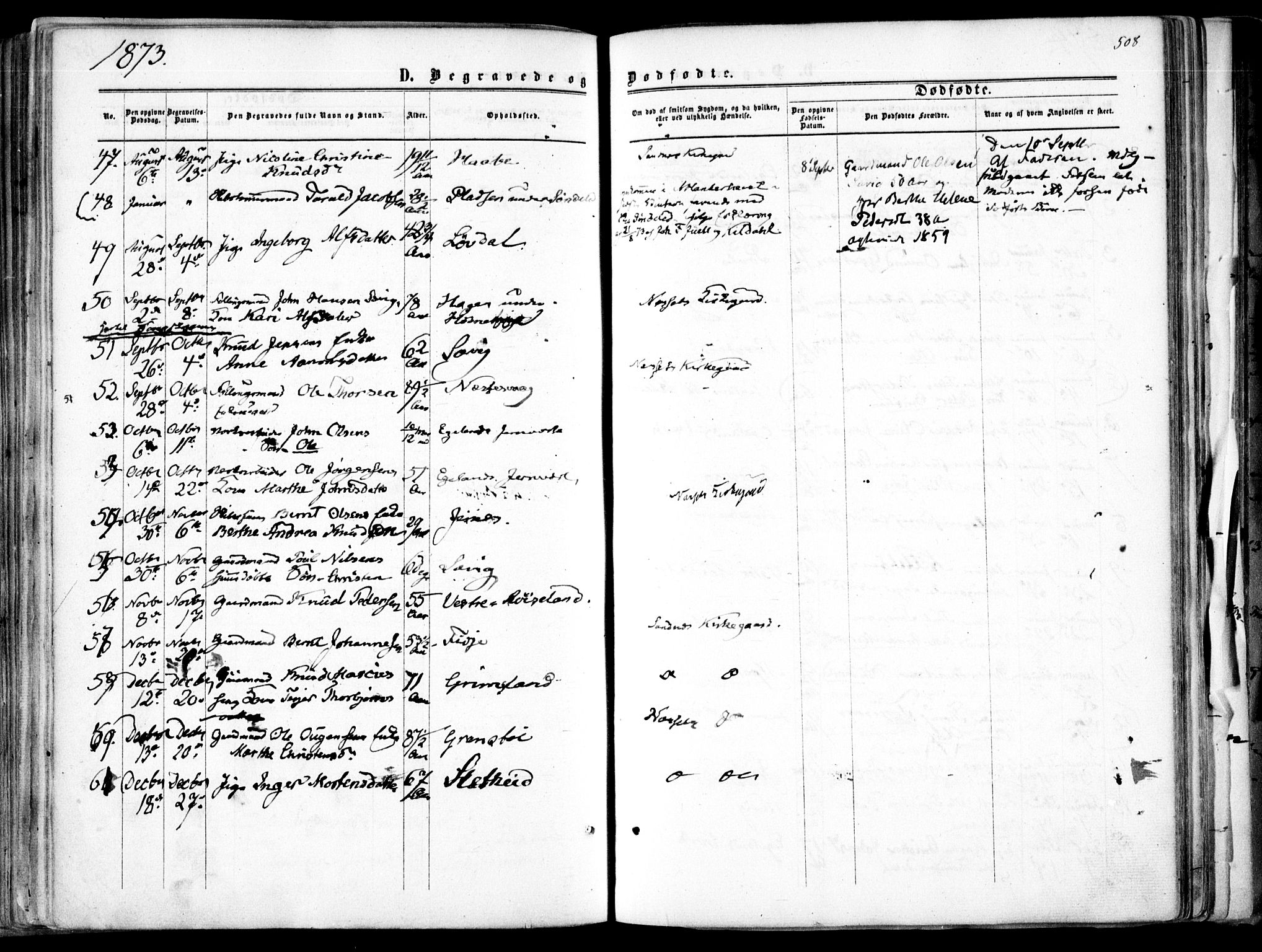 Søndeled sokneprestkontor, AV/SAK-1111-0038/F/Fa/L0003: Parish register (official) no. A 3, 1861-1879, p. 508