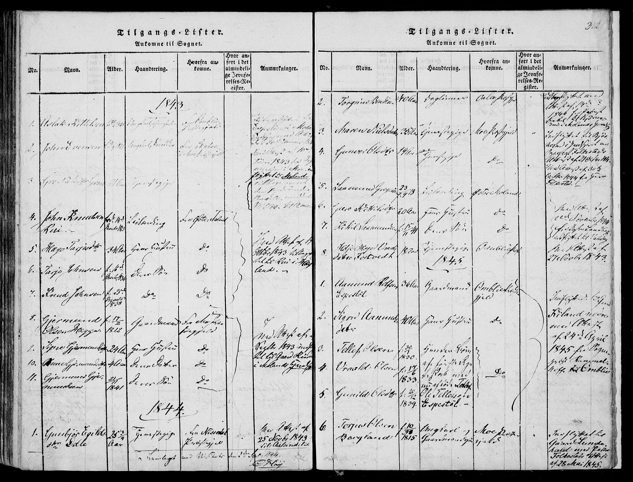 Fyresdal kirkebøker, SAKO/A-263/F/Fa/L0004: Parish register (official) no. I 4, 1815-1854, p. 312