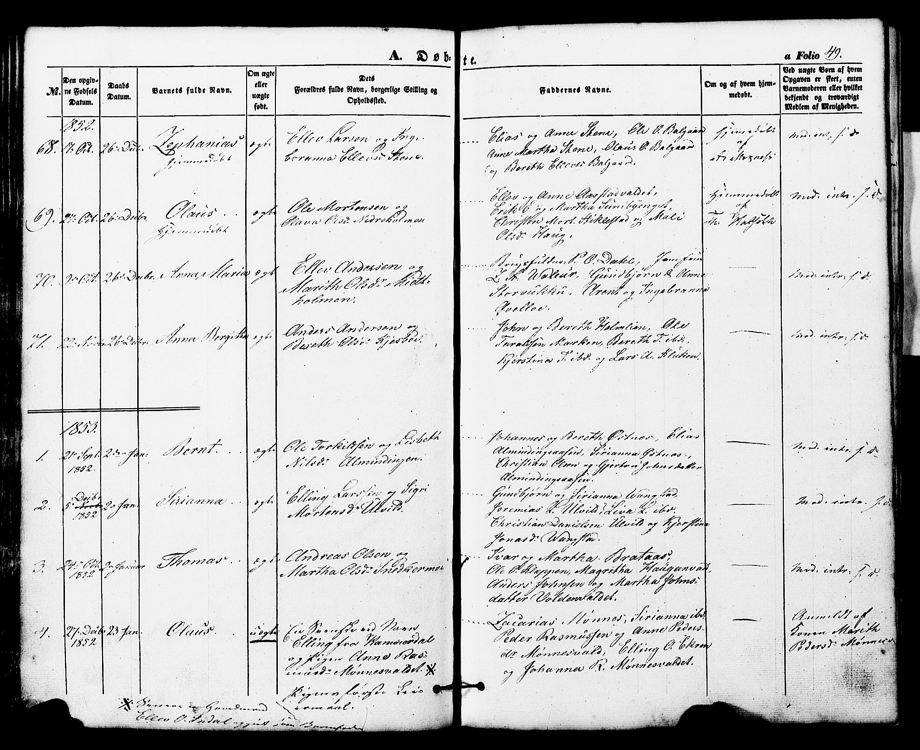 Ministerialprotokoller, klokkerbøker og fødselsregistre - Nord-Trøndelag, AV/SAT-A-1458/724/L0268: Parish register (copy) no. 724C04, 1846-1878, p. 49