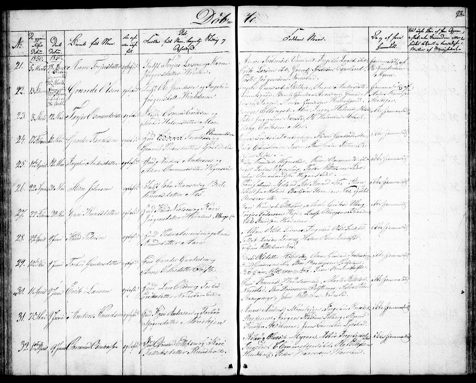 Gjerstad sokneprestkontor, AV/SAK-1111-0014/F/Fb/Fbb/L0002: Parish register (copy) no. B 2, 1831-1862, p. 92