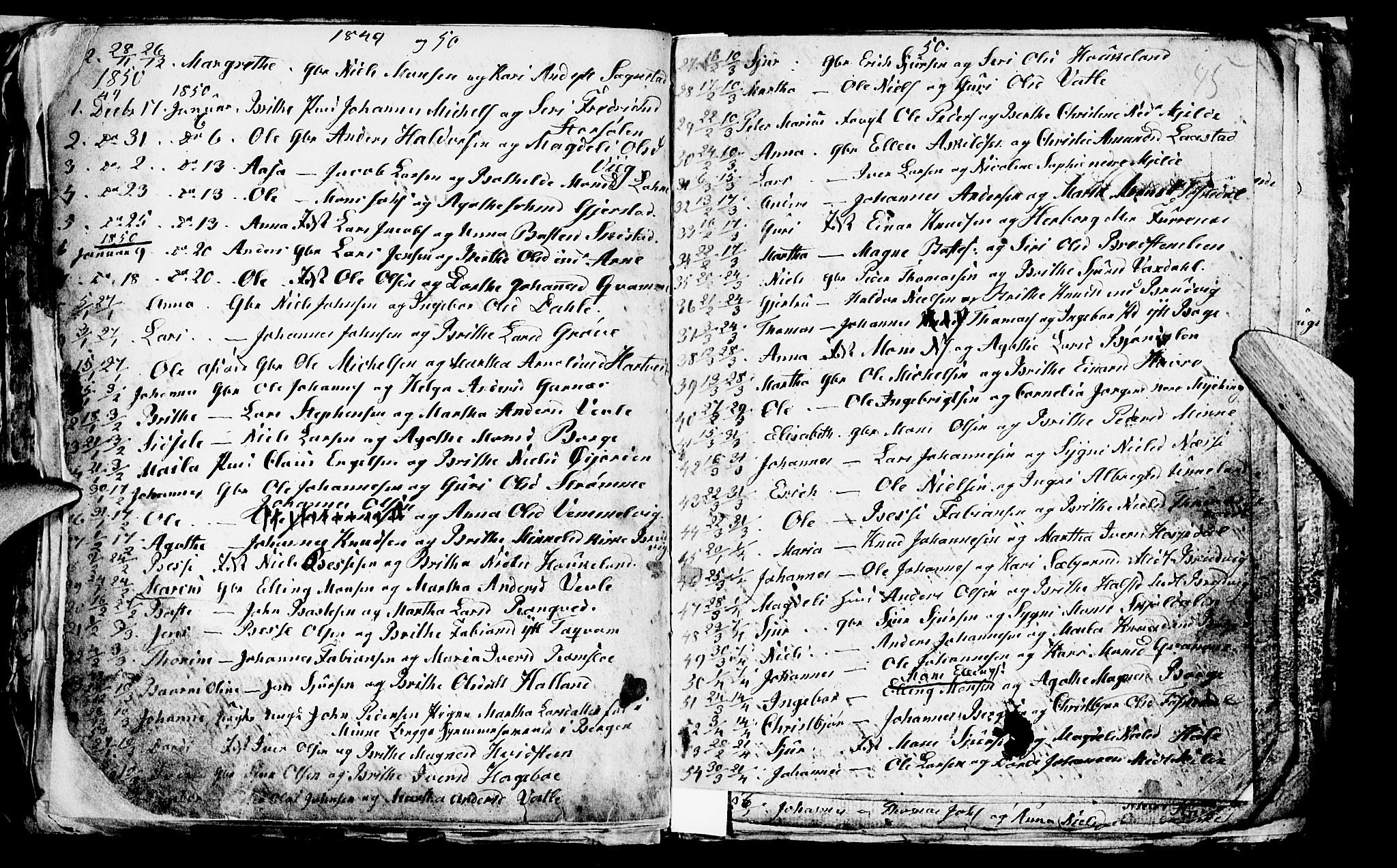 Haus sokneprestembete, SAB/A-75601/H/Hab: Parish register (copy) no. A 1, 1830-1855, p. 45