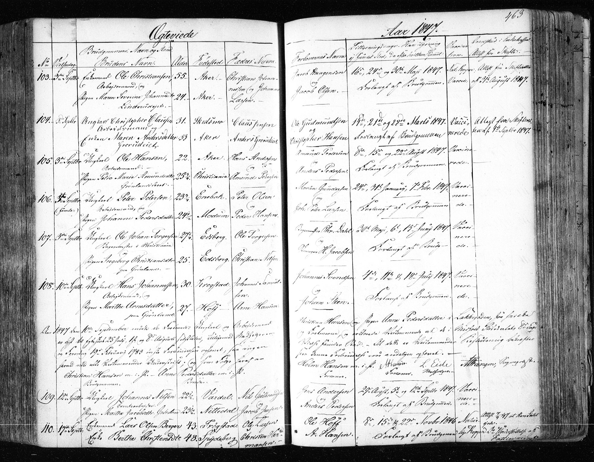 Aker prestekontor kirkebøker, AV/SAO-A-10861/F/L0019: Parish register (official) no. 19, 1842-1852, p. 463