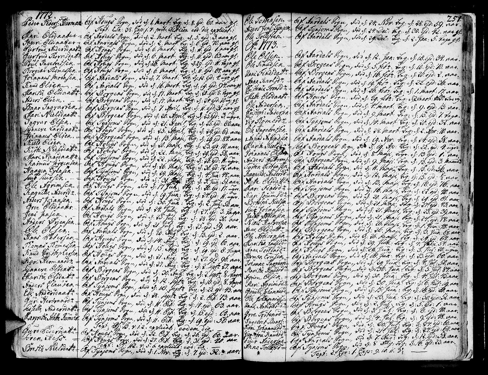 Lærdal sokneprestembete, AV/SAB-A-81201: Parish register (official) no. A 2, 1752-1782, p. 251