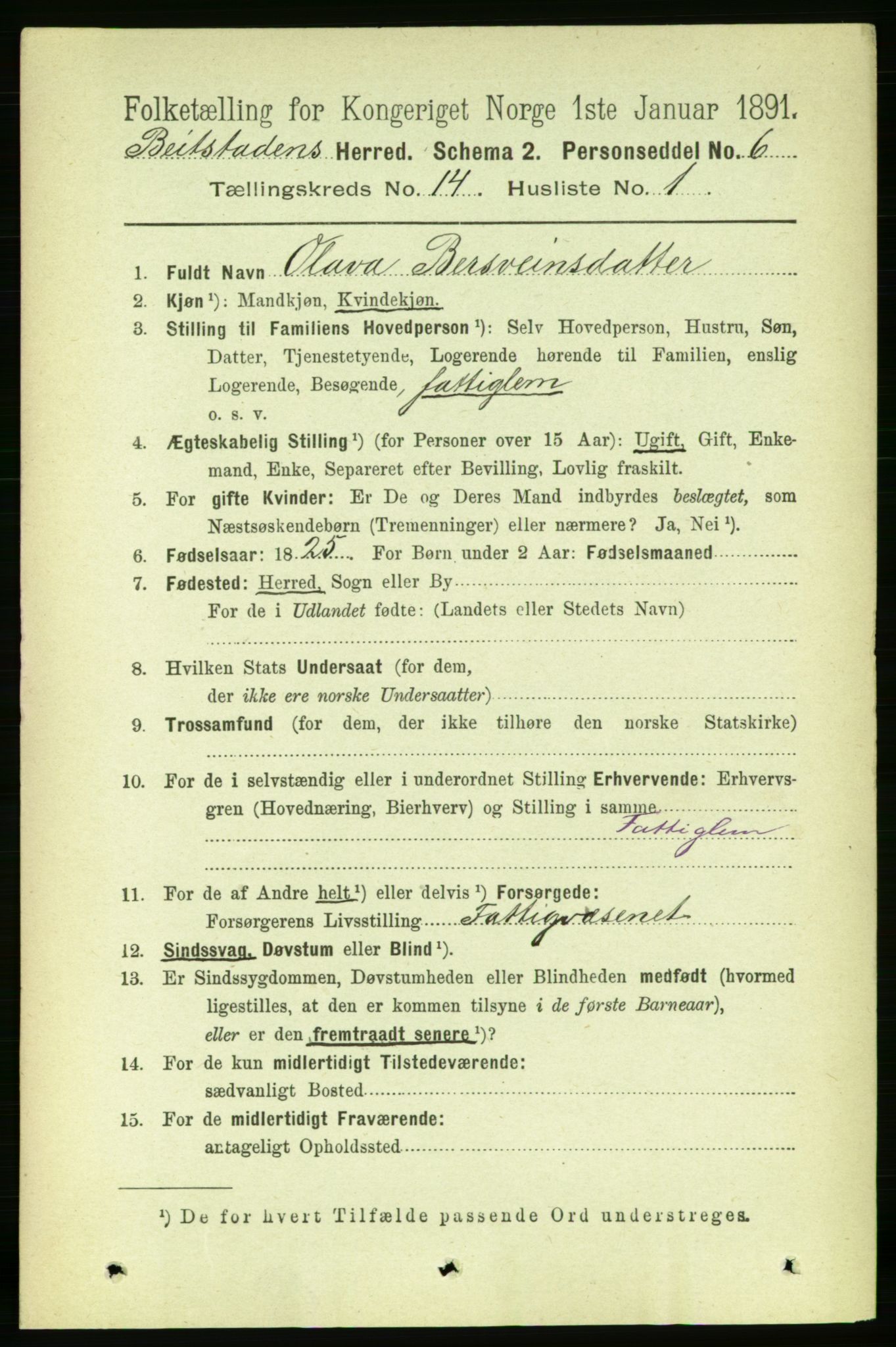 RA, 1891 census for 1727 Beitstad, 1891, p. 3855