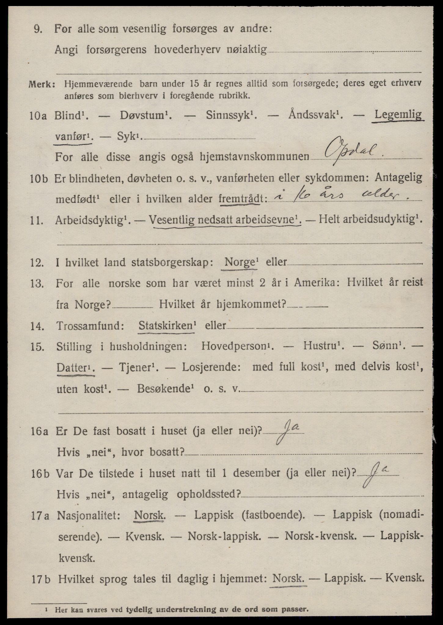 SAT, 1920 census for Oppdal, 1920, p. 10354