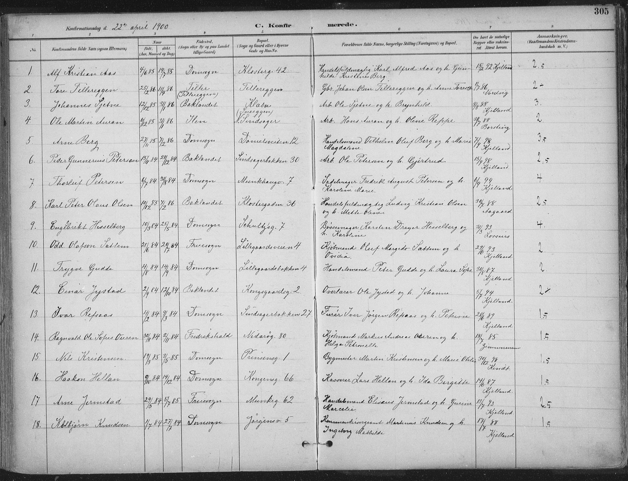 Ministerialprotokoller, klokkerbøker og fødselsregistre - Sør-Trøndelag, SAT/A-1456/601/L0062: Parish register (official) no. 601A30, 1891-1911, p. 305