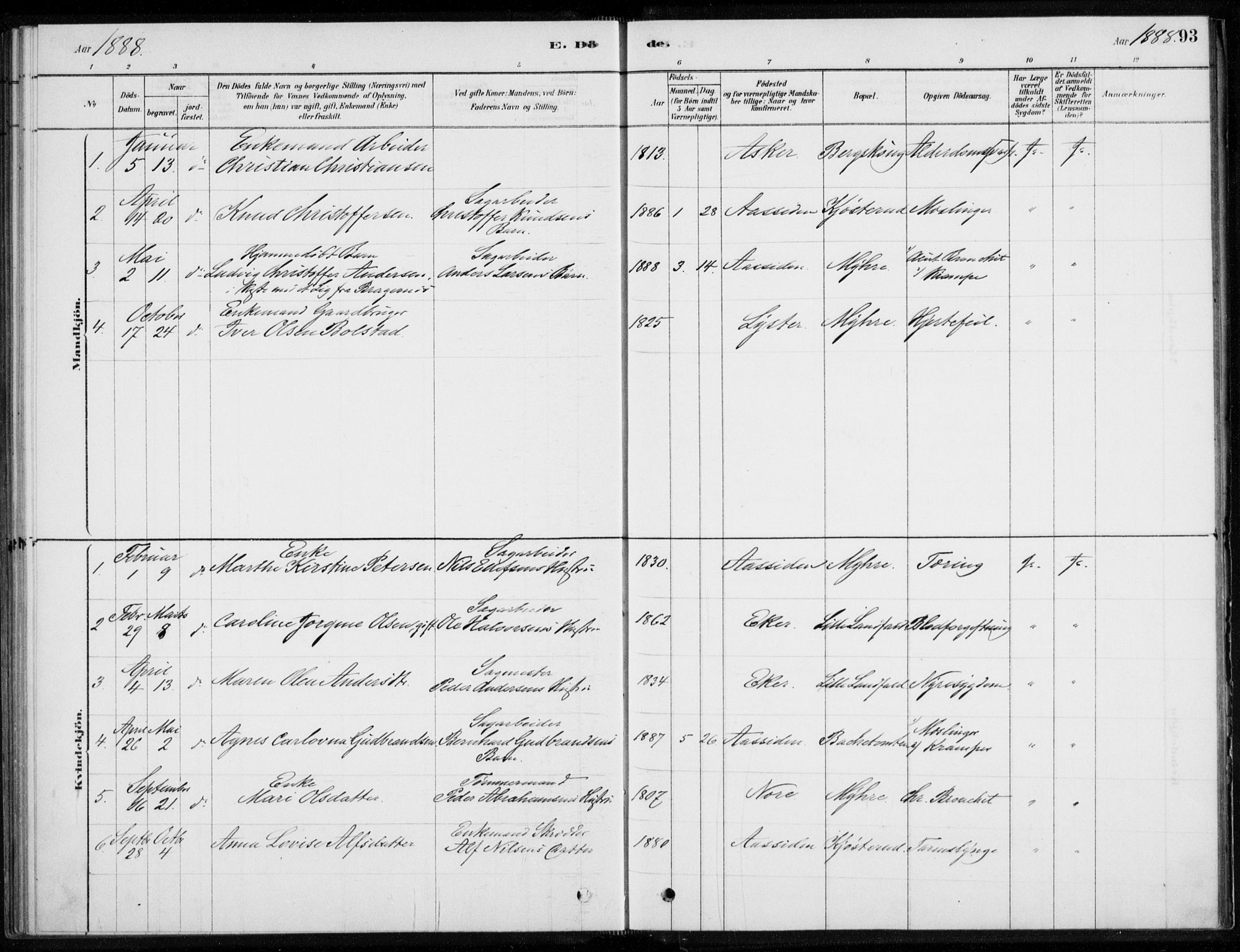 Åssiden kirkebøker, AV/SAKO-A-251/F/Fa/L0001: Parish register (official) no. 1, 1878-1904, p. 93