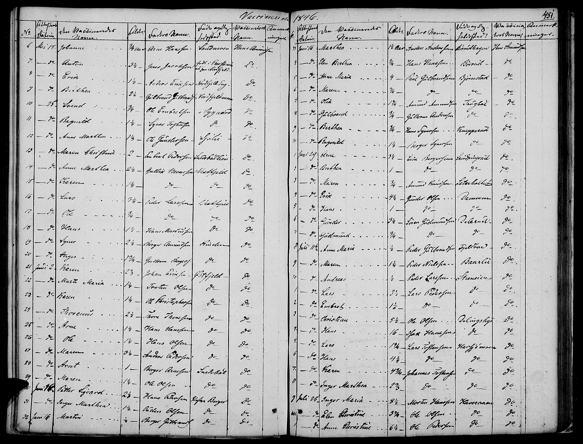 Vinger prestekontor, AV/SAH-PREST-024/H/Ha/Haa/L0008: Parish register (official) no. 8, 1839-1847, p. 451