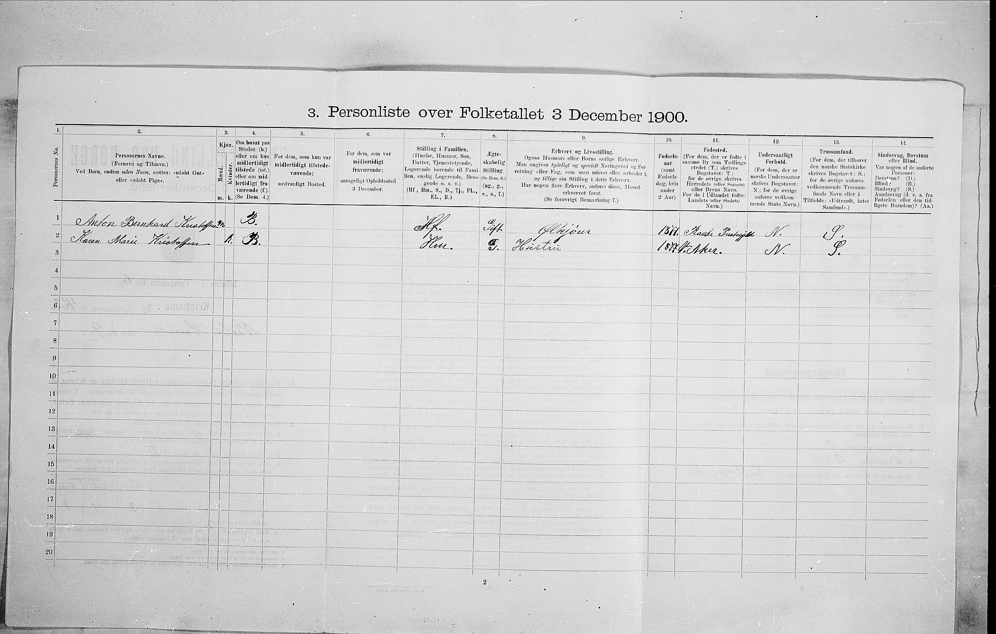 SAO, 1900 census for Kristiania, 1900, p. 63488