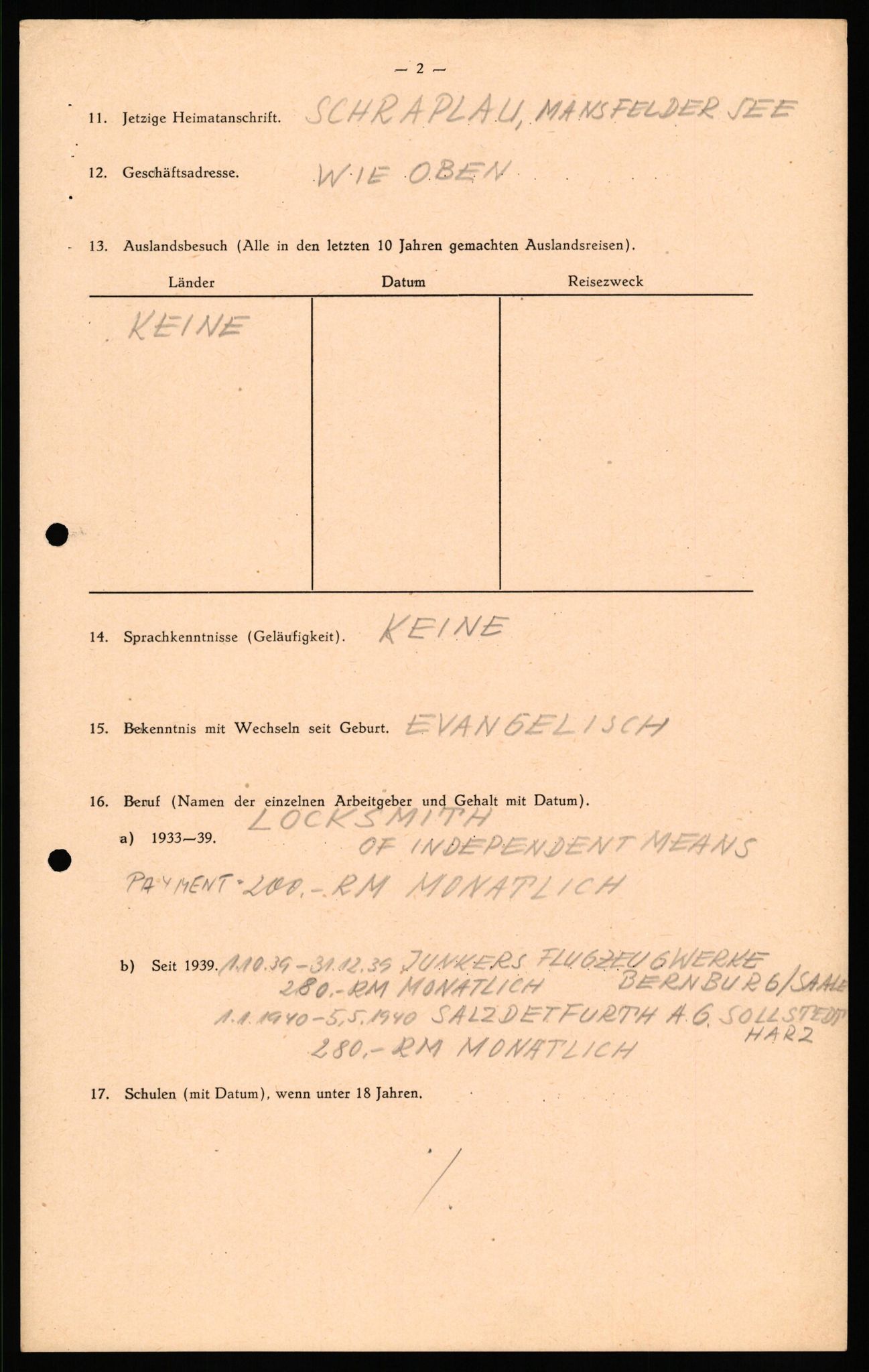 Forsvaret, Forsvarets overkommando II, AV/RA-RAFA-3915/D/Db/L0037: CI Questionaires. Tyske okkupasjonsstyrker i Norge. Tyskere., 1945-1946, p. 381