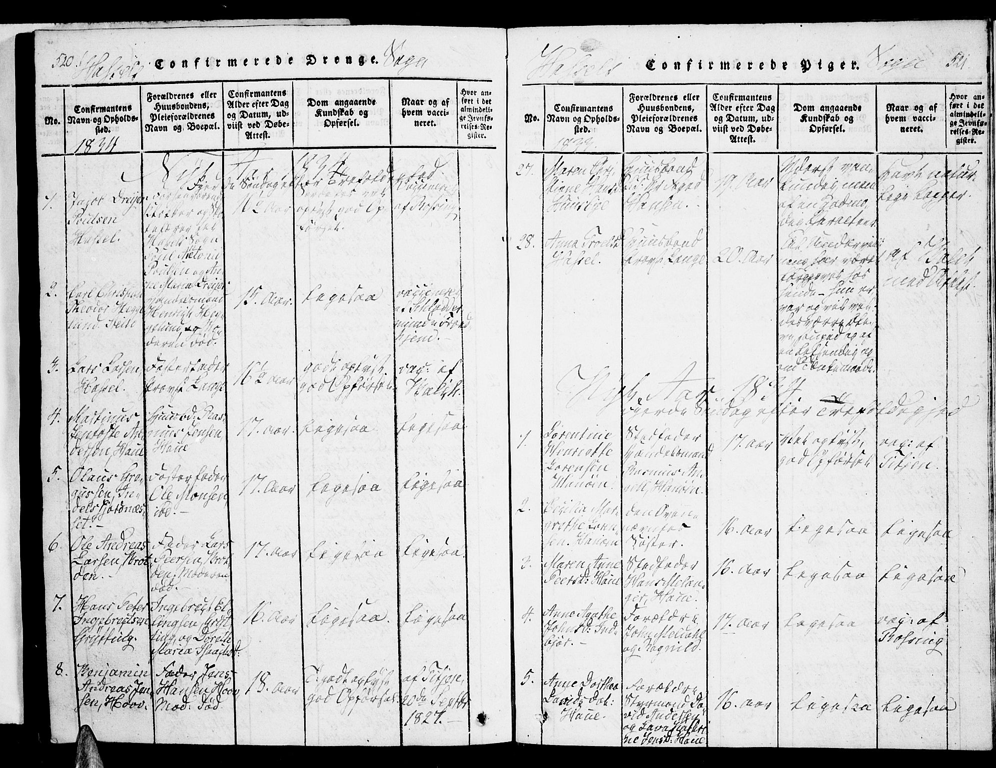 Ministerialprotokoller, klokkerbøker og fødselsregistre - Nordland, SAT/A-1459/888/L1237: Parish register (official) no. 888A05 /1, 1820-1836, p. 520-521